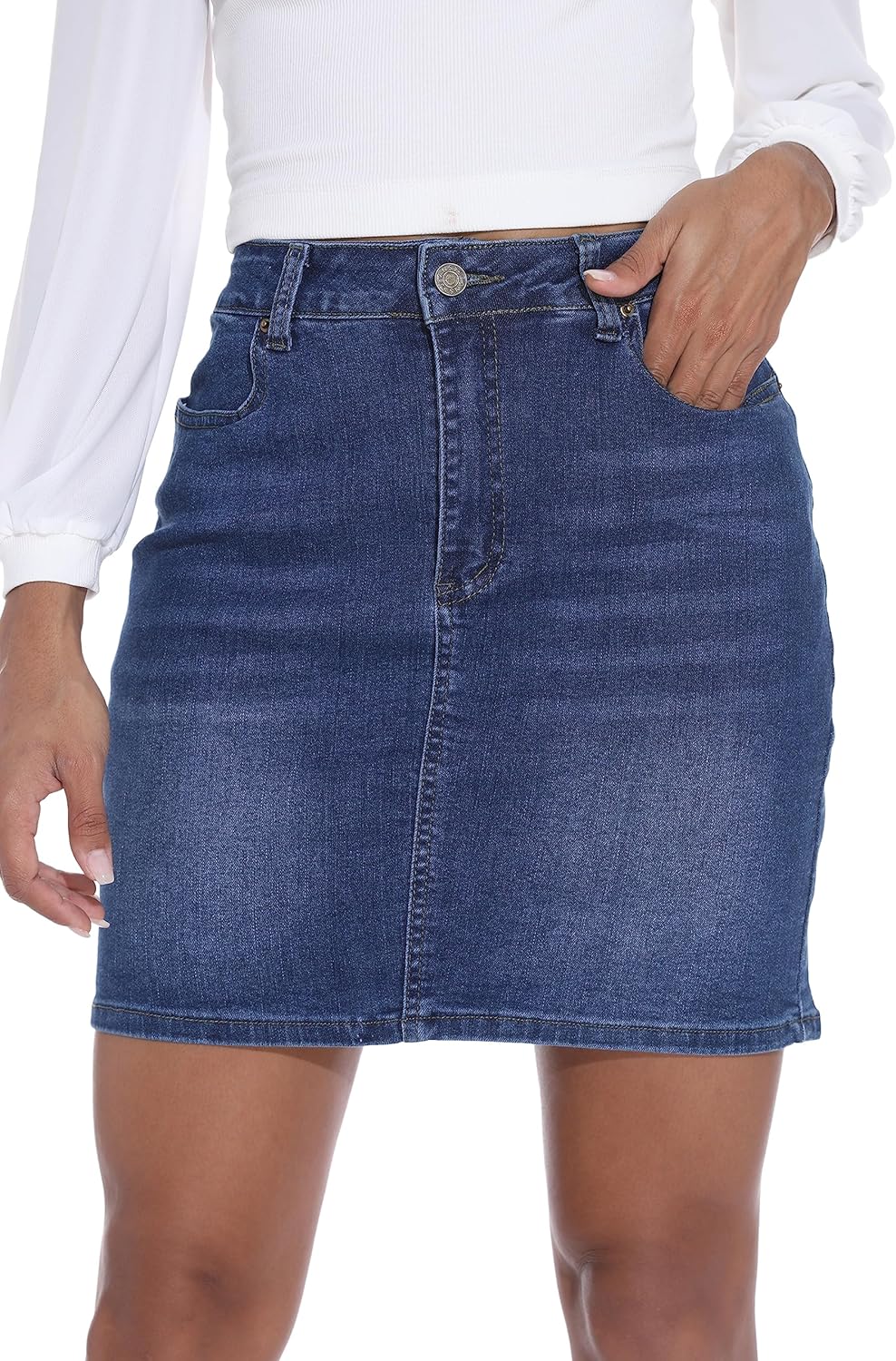 GUANYY Womens Mini Denim Skirt-Casual Stretch Slim Fit High Waisted Jean Skirts...