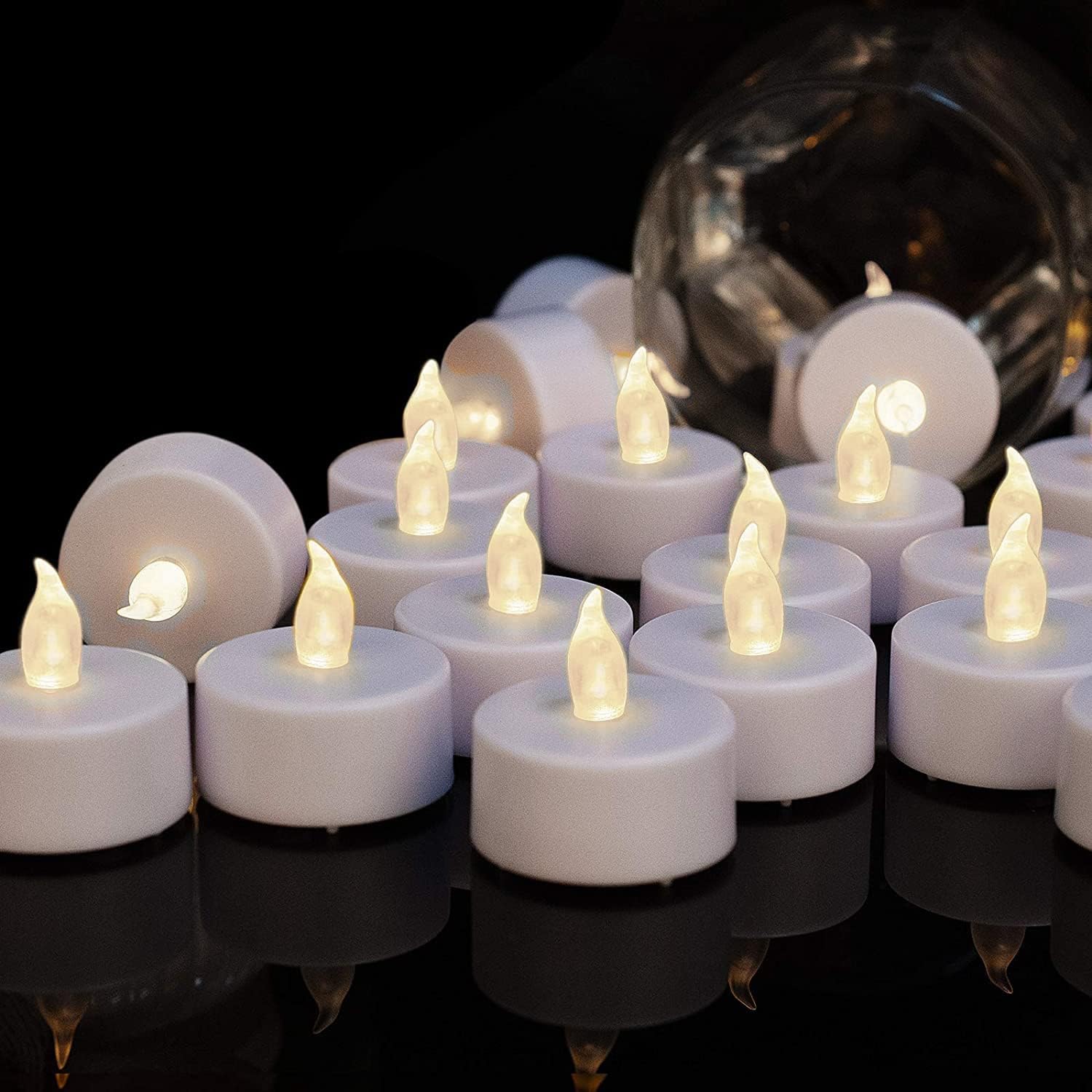 Tea Lights Flameless Battery Operated Candles-LED Flickering Votive Candle Long...