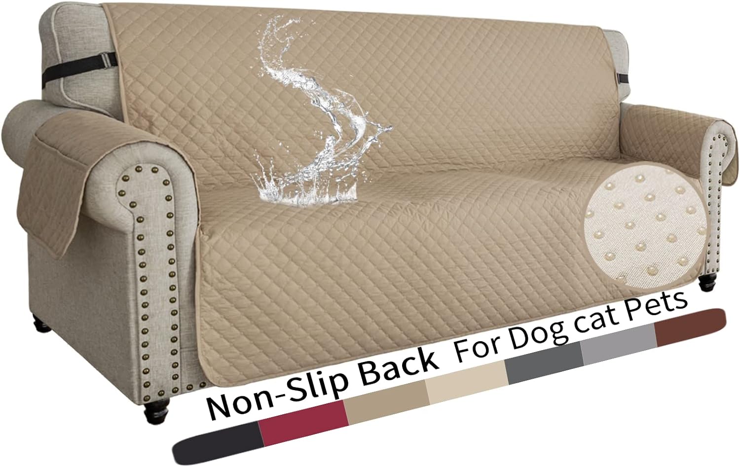 XINEAGE Quilted Sofa Covers 3 Seater, Water Resistant Couch Covers for 3 Seater,...