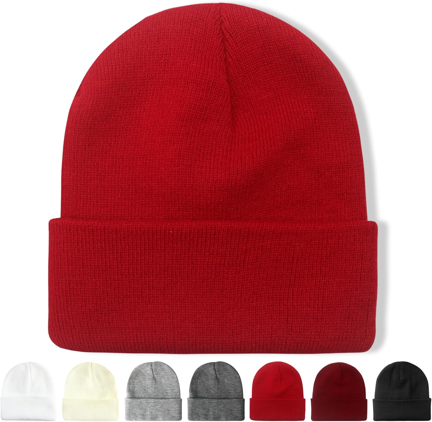 NPQQUAN Unisex Beanie Hats for Men Women Winter Knit Beanies Red 1