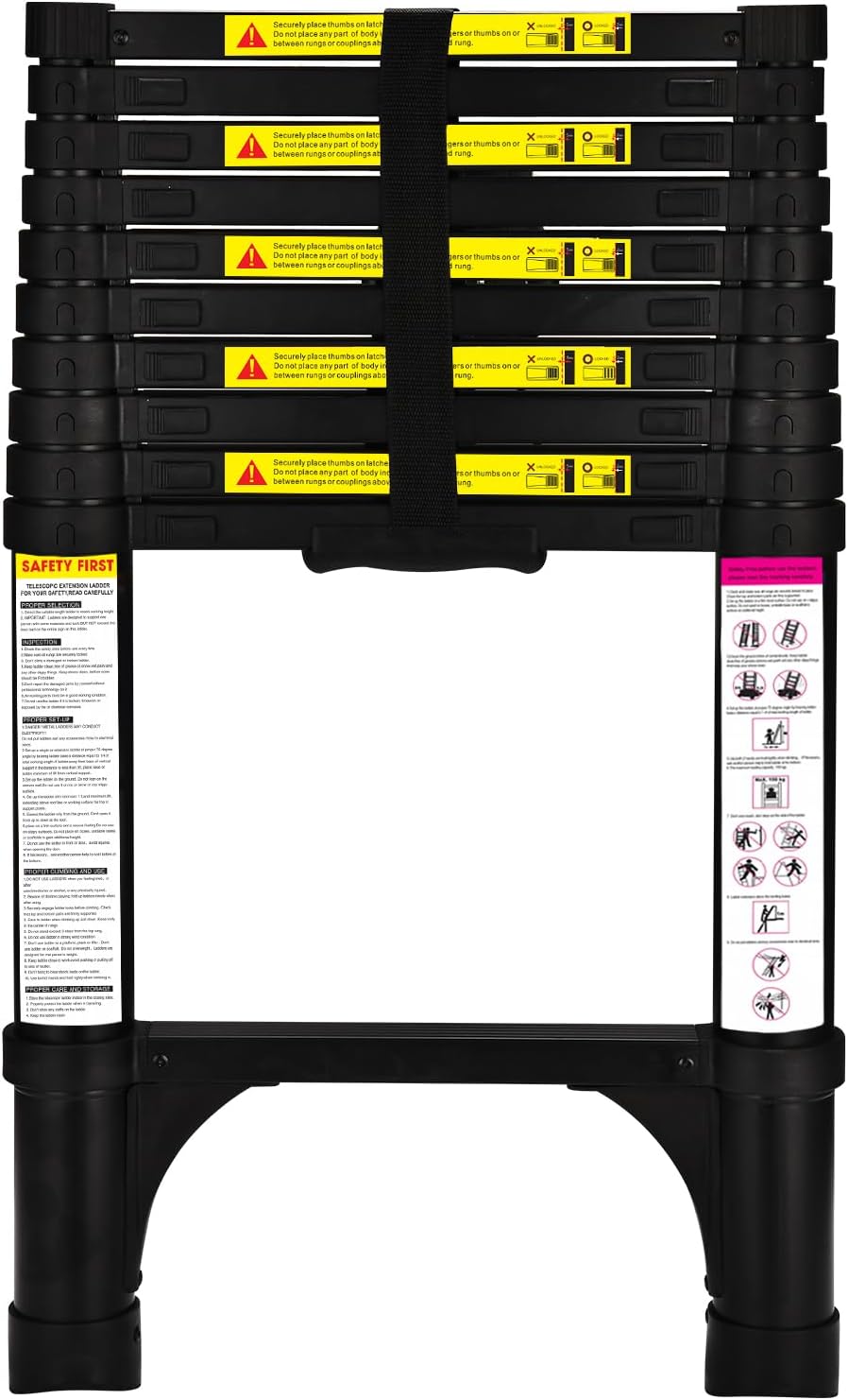 HBTower Telescopic Ladder with Non-Slip Feet, 3.2M/10.5FT Thickened High-Strengt...