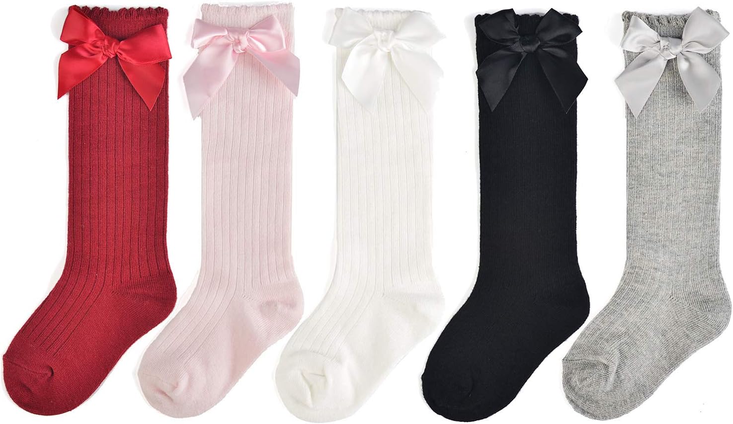 EPEIUS Baby Girls Knee High Socks Cotton Uniform Socks Tube Ruffled Stockings Ne...