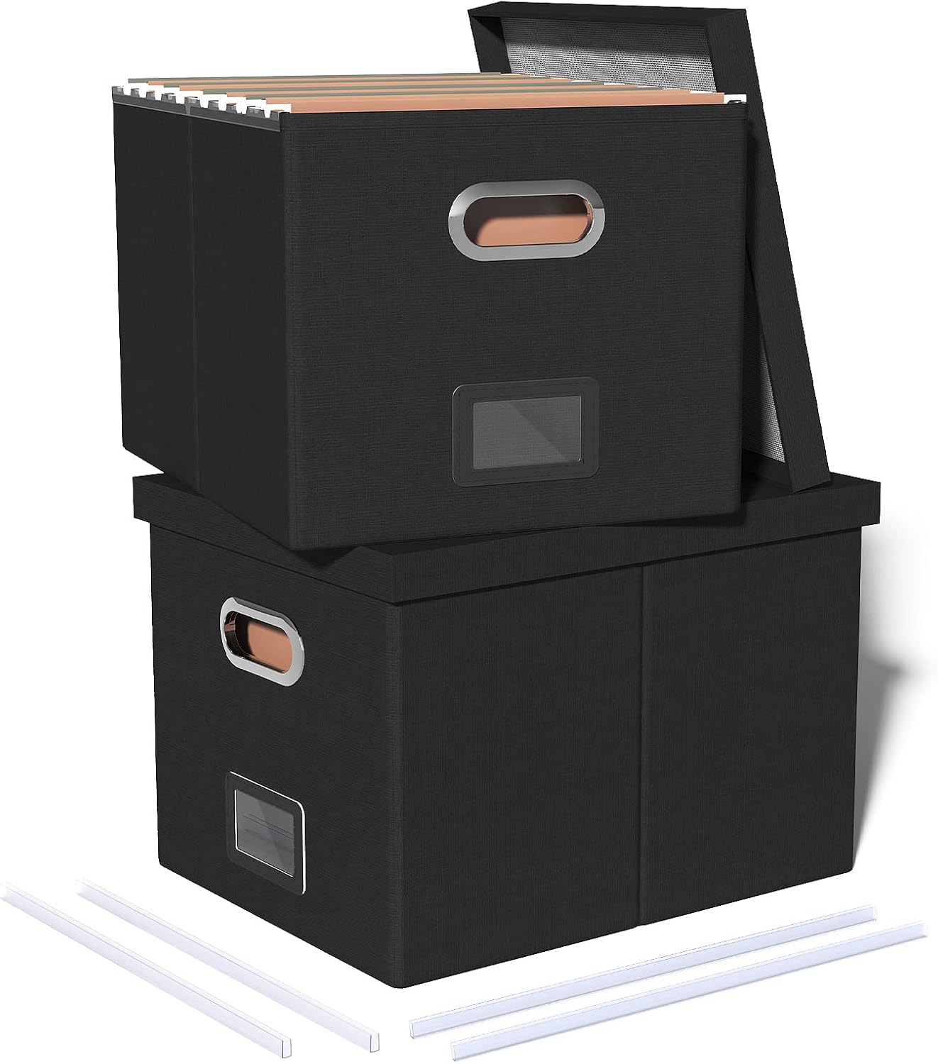 2 Pack File Storage Organizer Box,Filing Box,Portable File Box with Lid,Fit for...