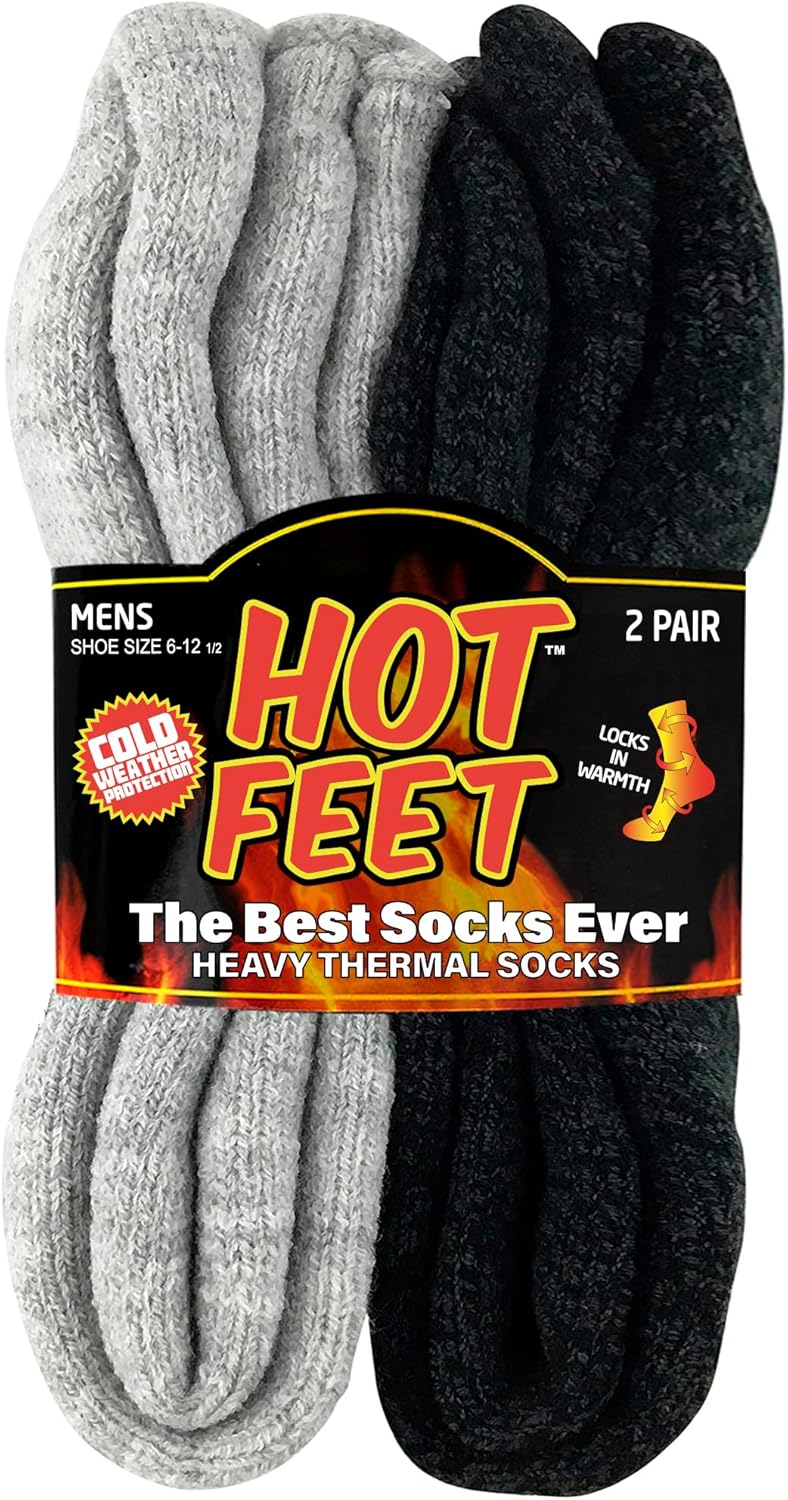 HOT FEET Thermal Socks for Men 2/4 Pack, Extreme Cold Boots Socks -Winter Insula...