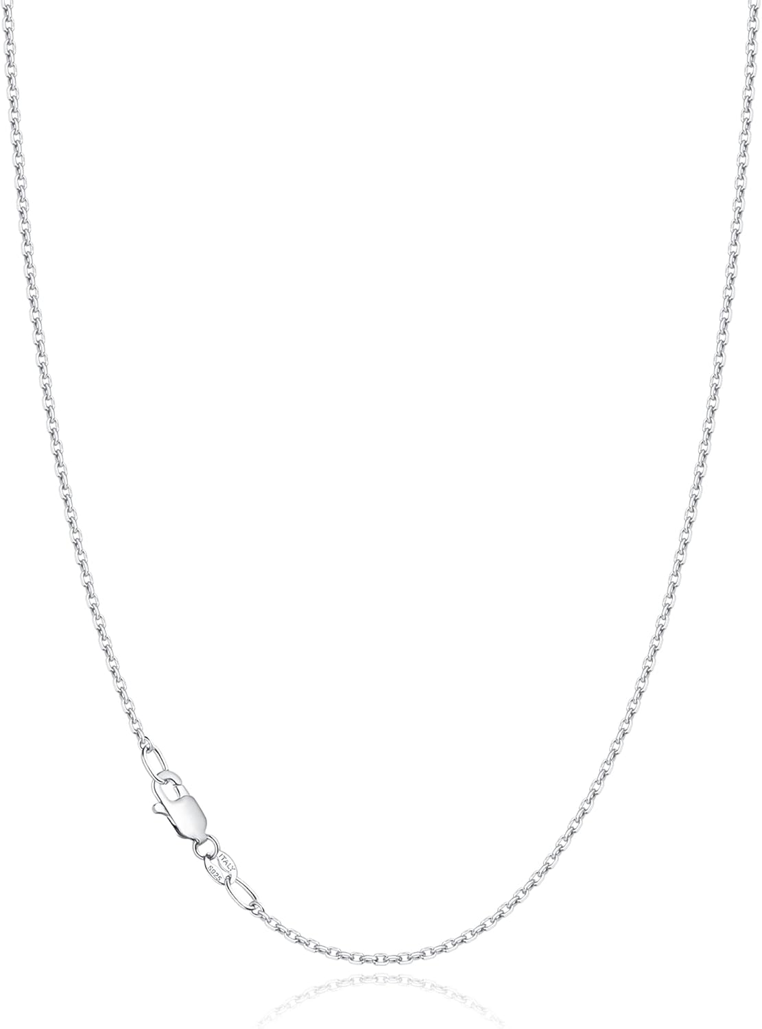 Jewlpire Solid 18k Gold Over 925 Sterling Silver Chain Necklace for Women, 1.2mm...