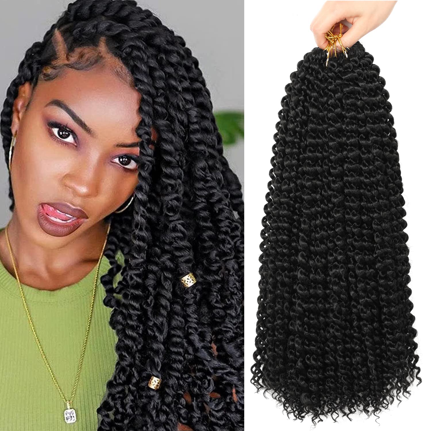 Ubeleco Passion Twist Hair 18 Inch 132 Strands Water Wave Crochet Hair Long Curl...
