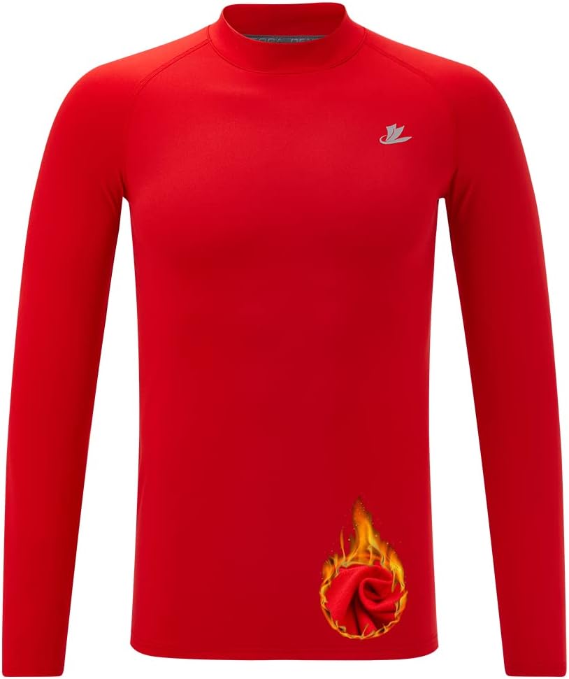 DEVOROPA Youth Boys Compression Thermal Shirt Long Sleeve Fleece Baselayer Socce...