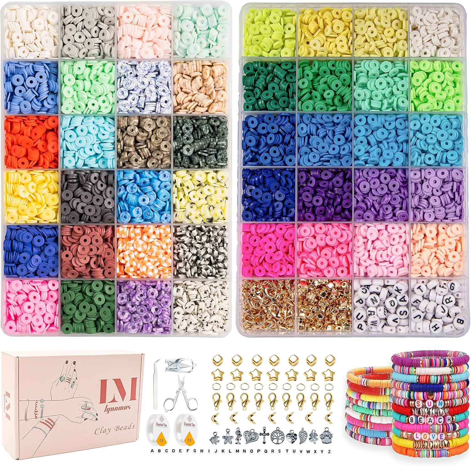 Lynnmos Clay Beads 12000 Pcs, Special Bracelet Making Kit with 2 Boxes, Innovati...