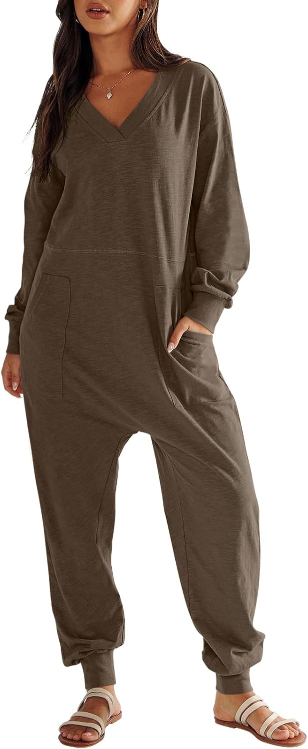 ANRABESS Jumpsuits for Women 2024 Fall Long Sleeve Casual Loose Fit Romper Loung...