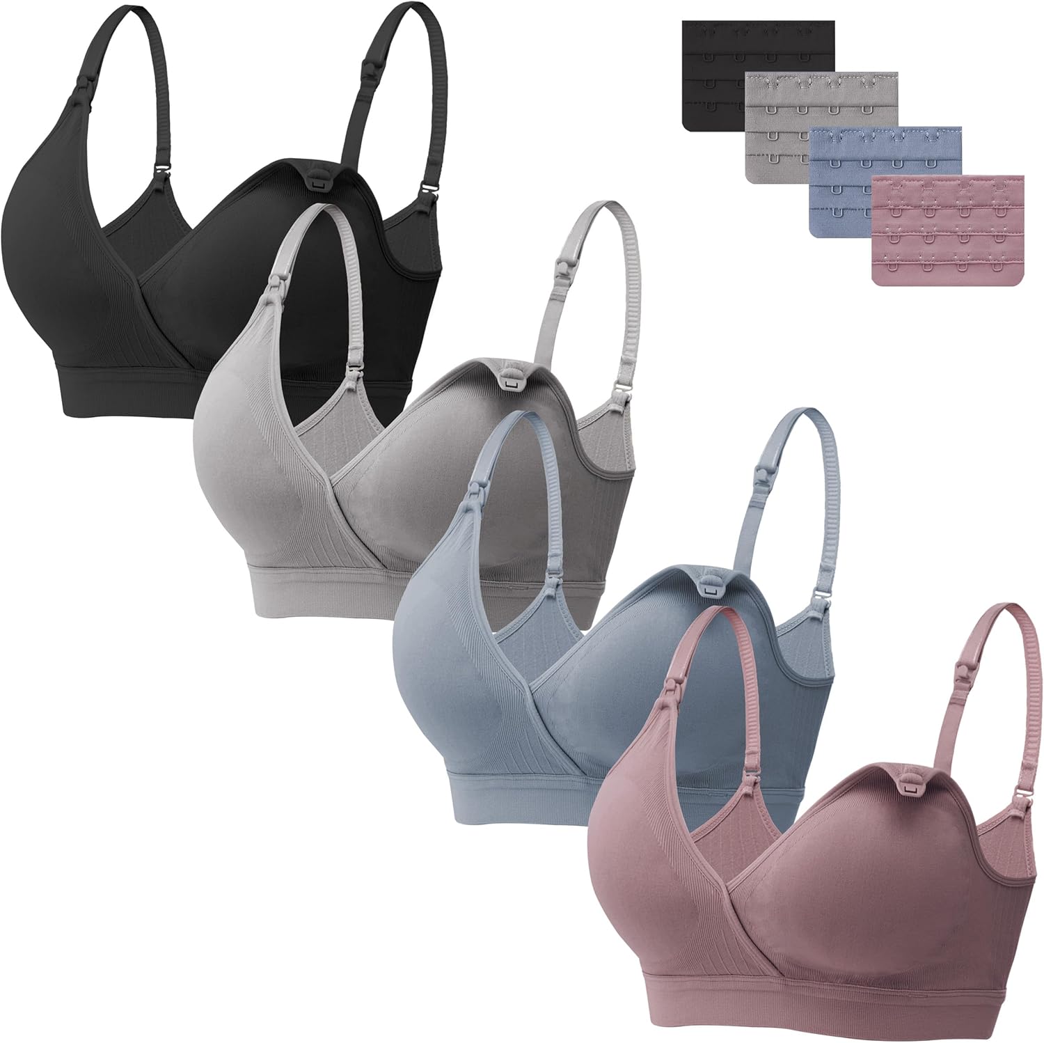 Angelhood 4 Pack Nursing Bras for Breastfeeding Women Maternity Bras Seamless Sl...