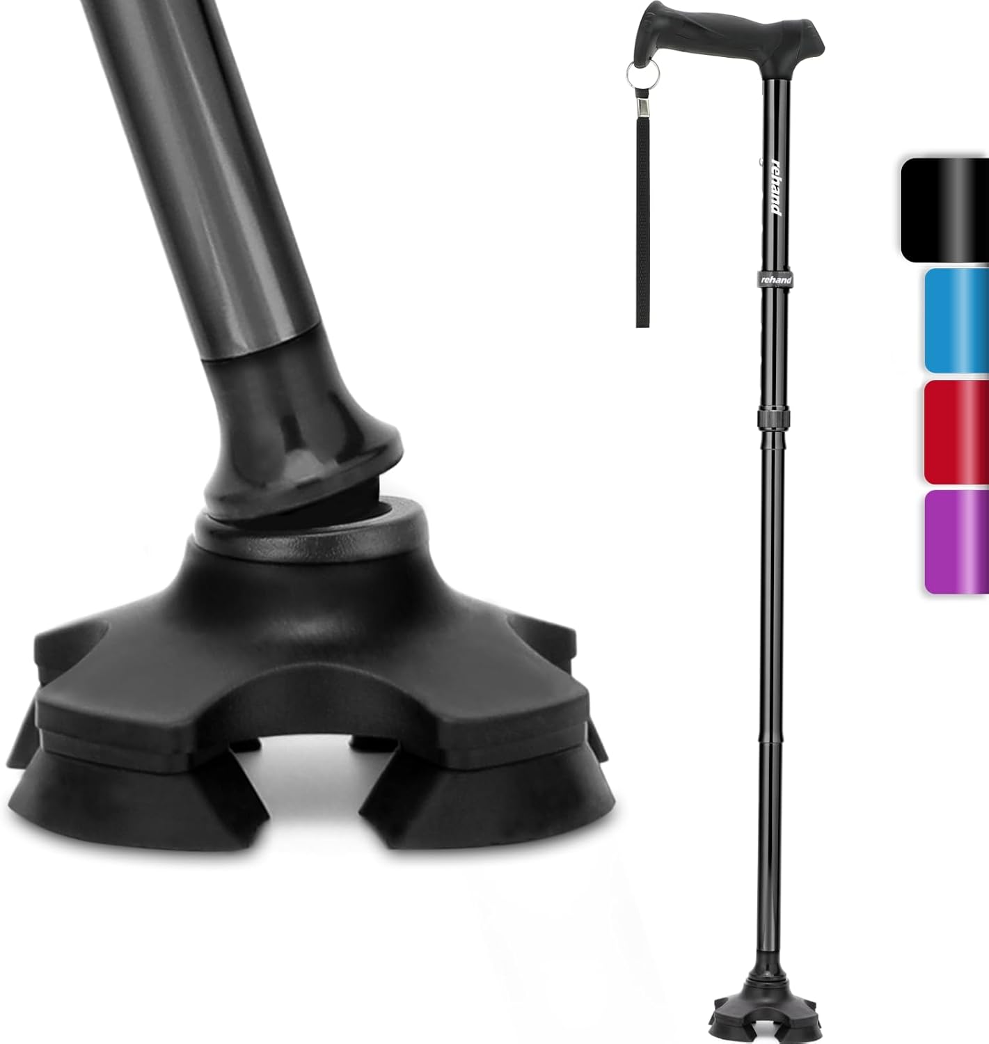 REHAND Walking Cane for Men & Women - Foldable, Adjustable, Lightweight, Self St...