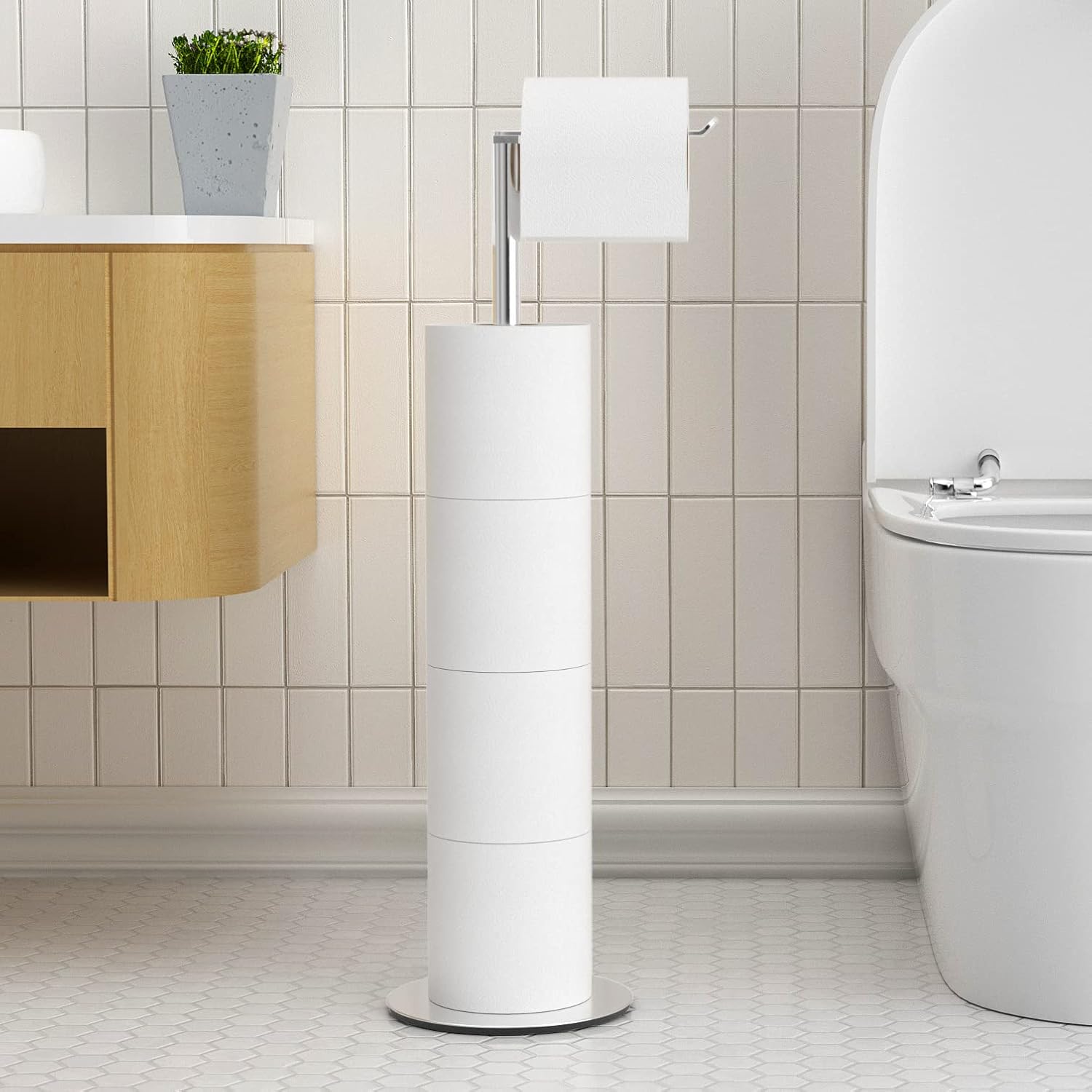 Freestanding Toilet Roll Holders for Bathroom Toilet Roll Storage, Stainless Ste...