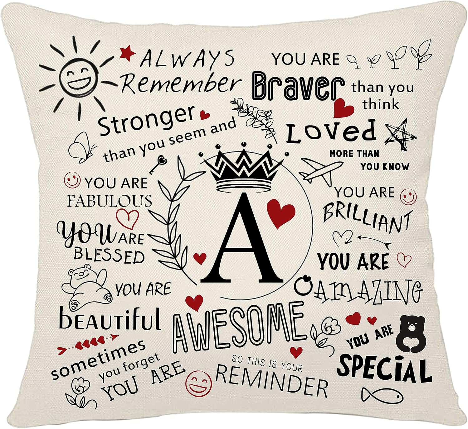 Bacmaxom Inspirational Quote Always Remember Cushion Cover with A-Z Initial Lett...