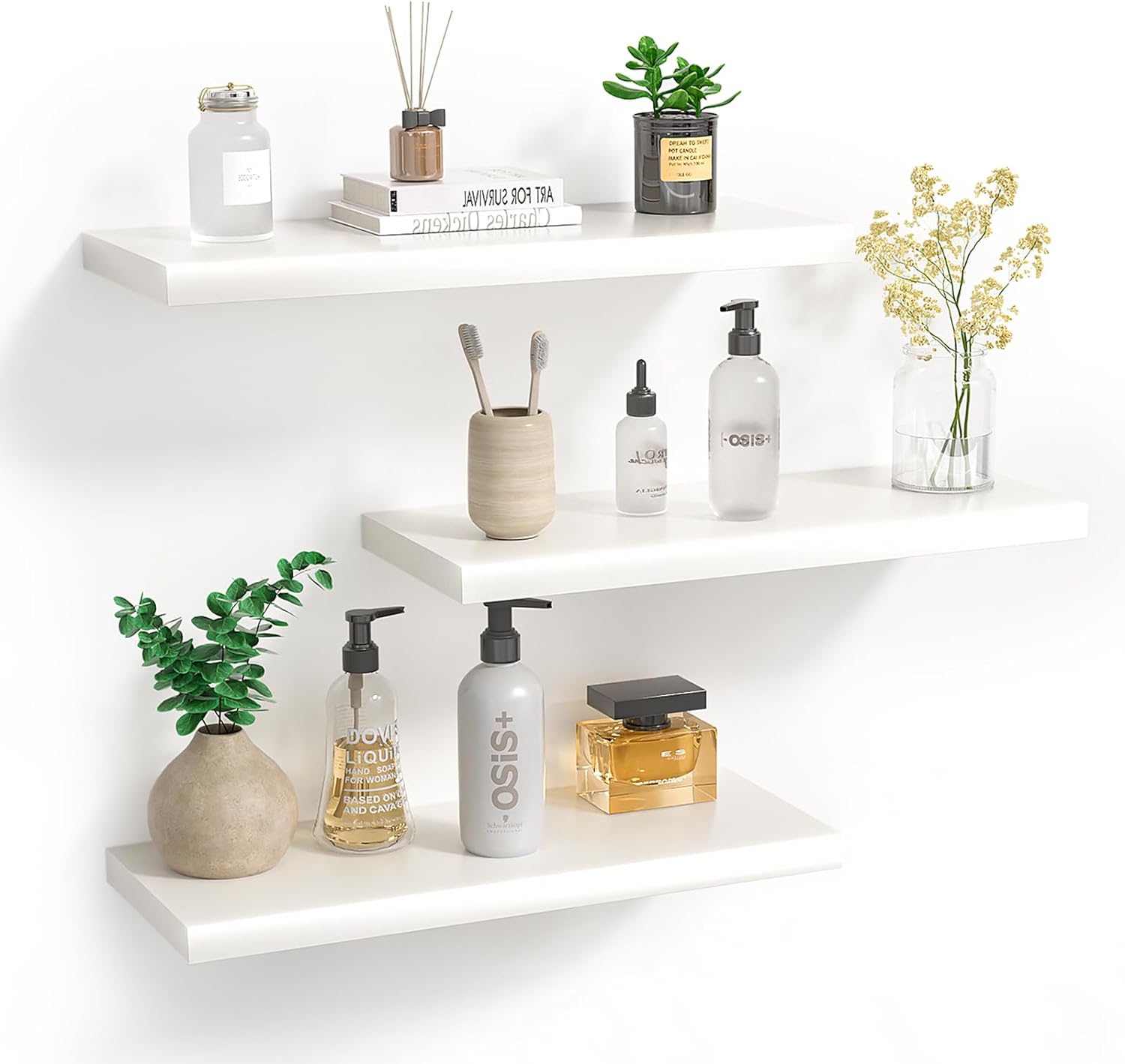 BHFOW White Floating Shelves for Wall,Invisible Wa...