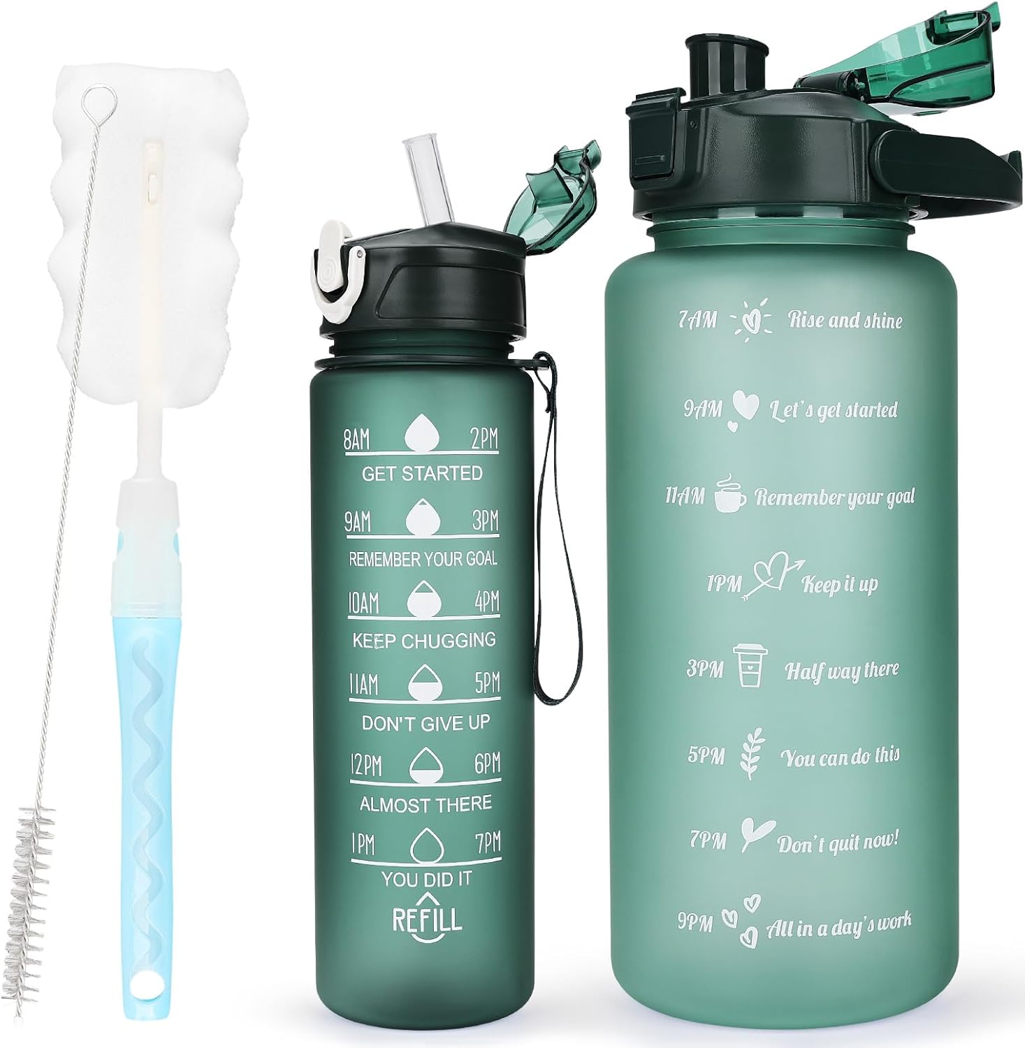 CodiCile 2 Pack Water Bottle BPA Free, 2 Liters Water Bottle & 750ml Water Bottl...