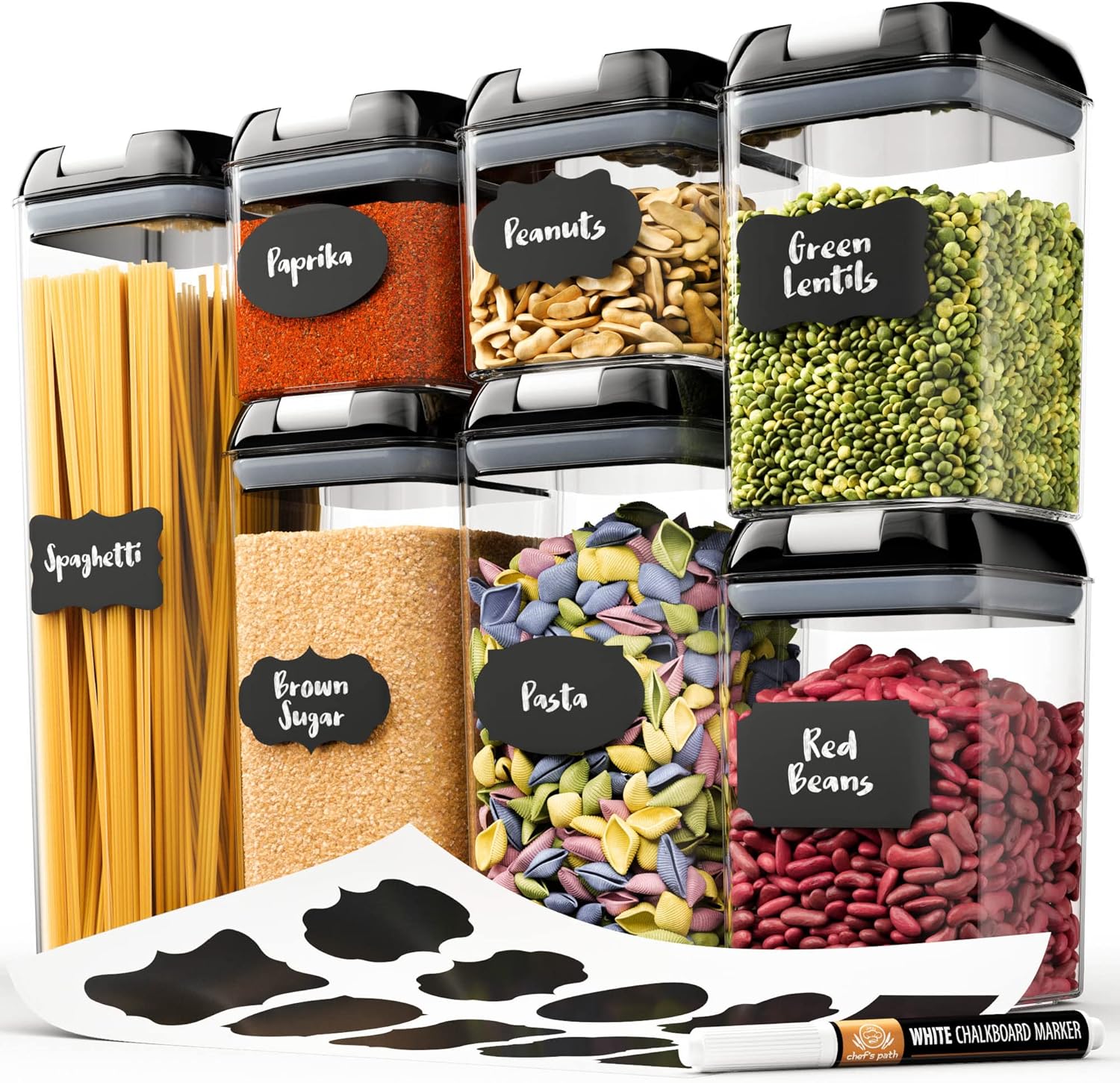 Chef's Path Airtight Food Storage Containers for Kitchen Storage - Clear Plastic...
