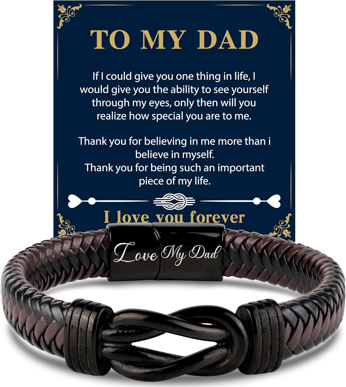 Shoppawhile Gifts for Dad Mens Leather Bracelet Dad Fathers Day Birthday Gifts f...