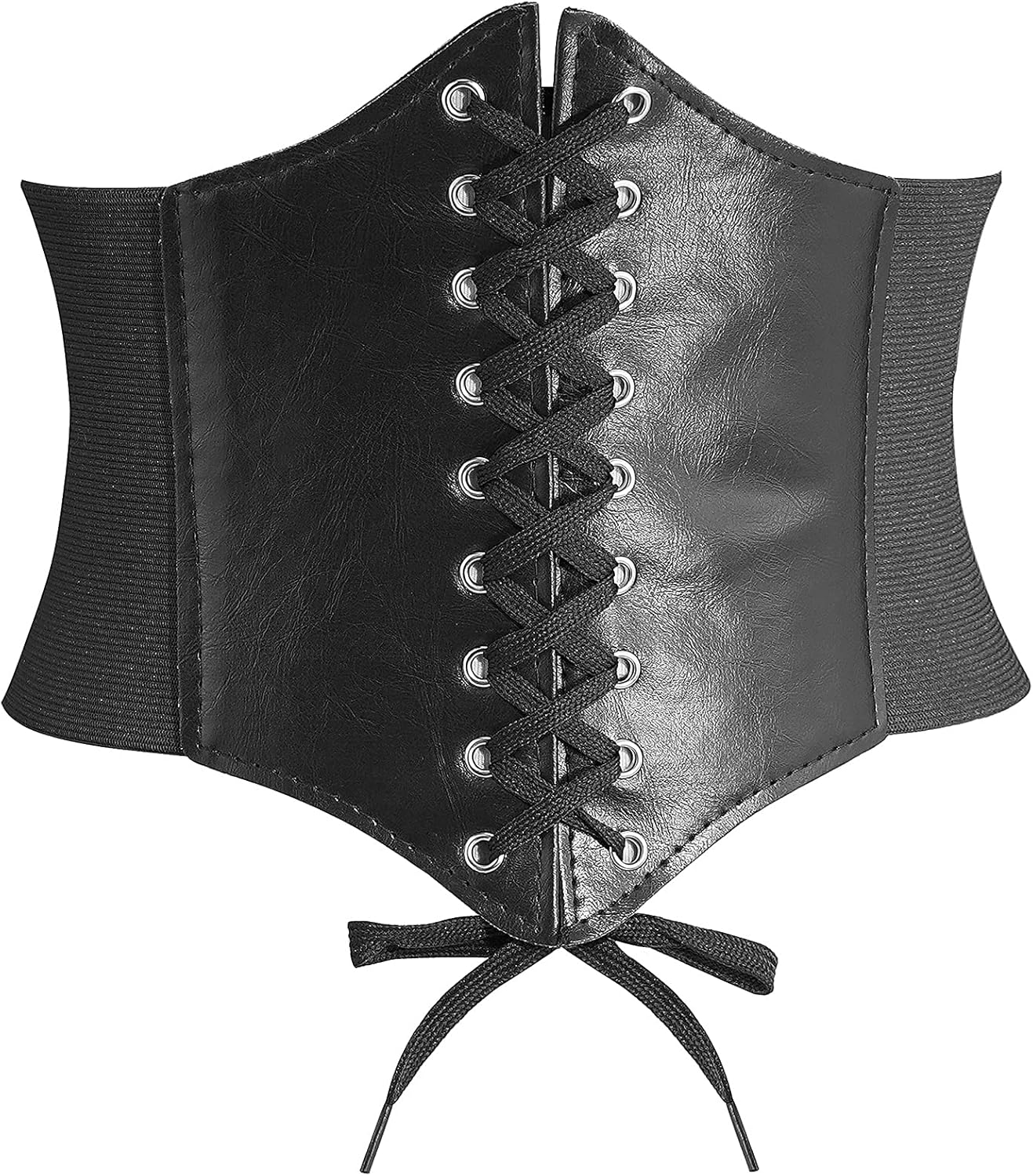 DTWAWA Black Corset Belts for Women, Wide Elastic Tied Leather Waspie Waist Belt...