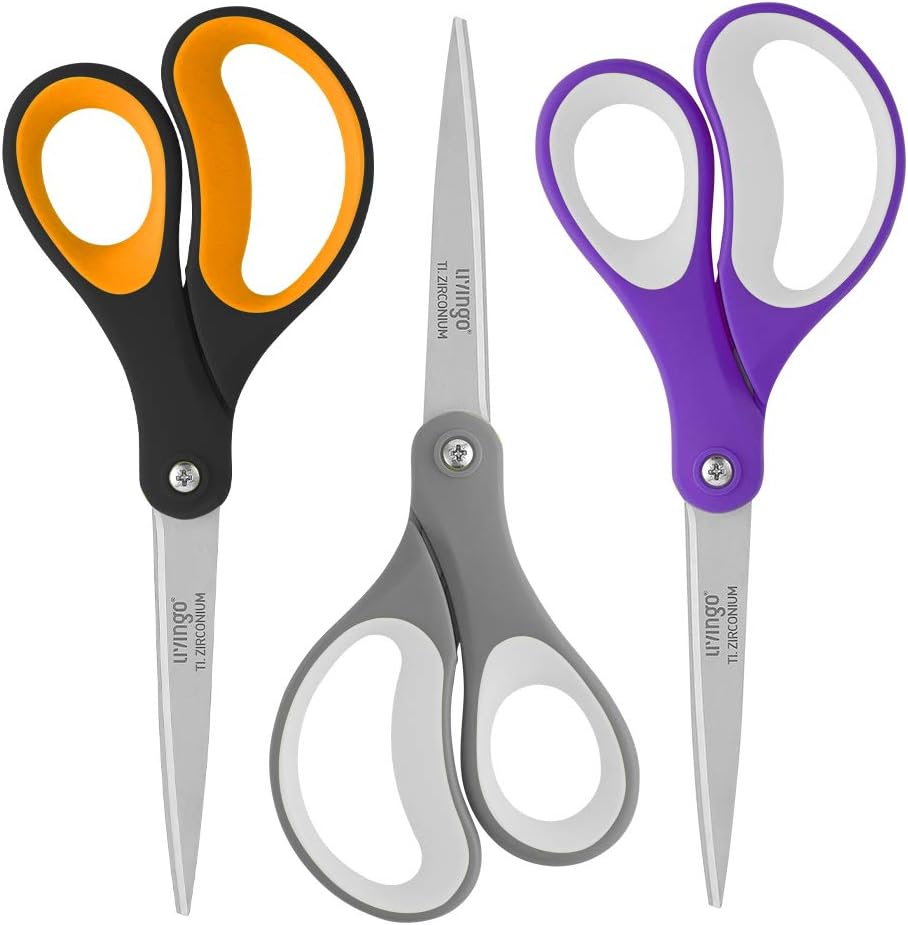LIVINGO Scissors, 8" Office Stationery Set, Fabric Dressmaking Sewing Scissors,...