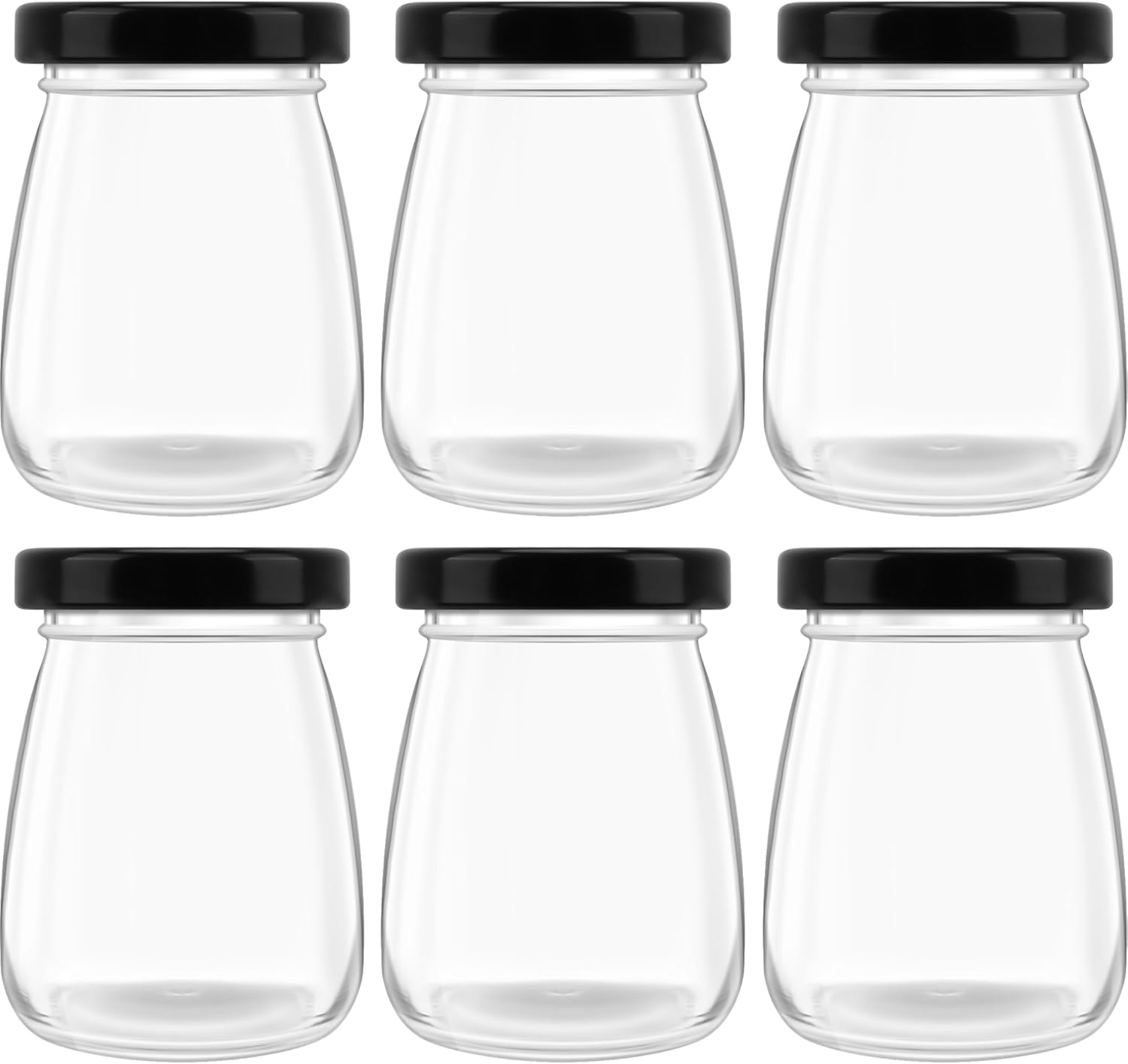 Danmu Art 6pcs 100ml Clear Glass Bottles with Pretty black Lids Small Glass Jars...