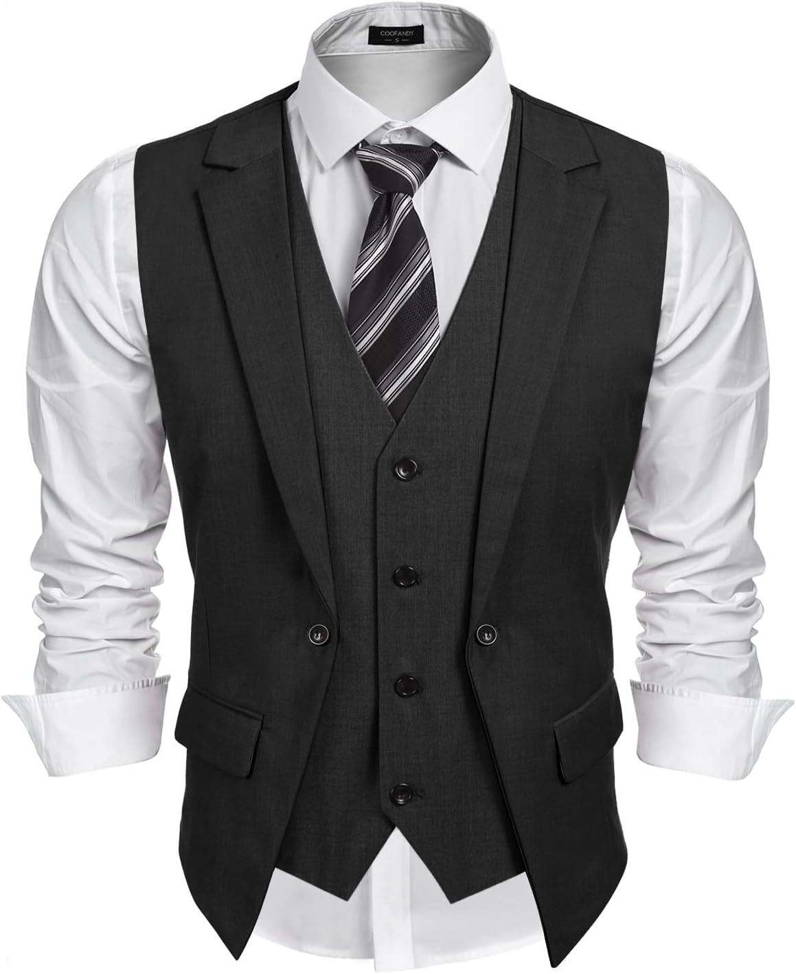 Special COOFANDY Men's Layered Suit Vest, Unique Business Dress Vests, Innovativ...