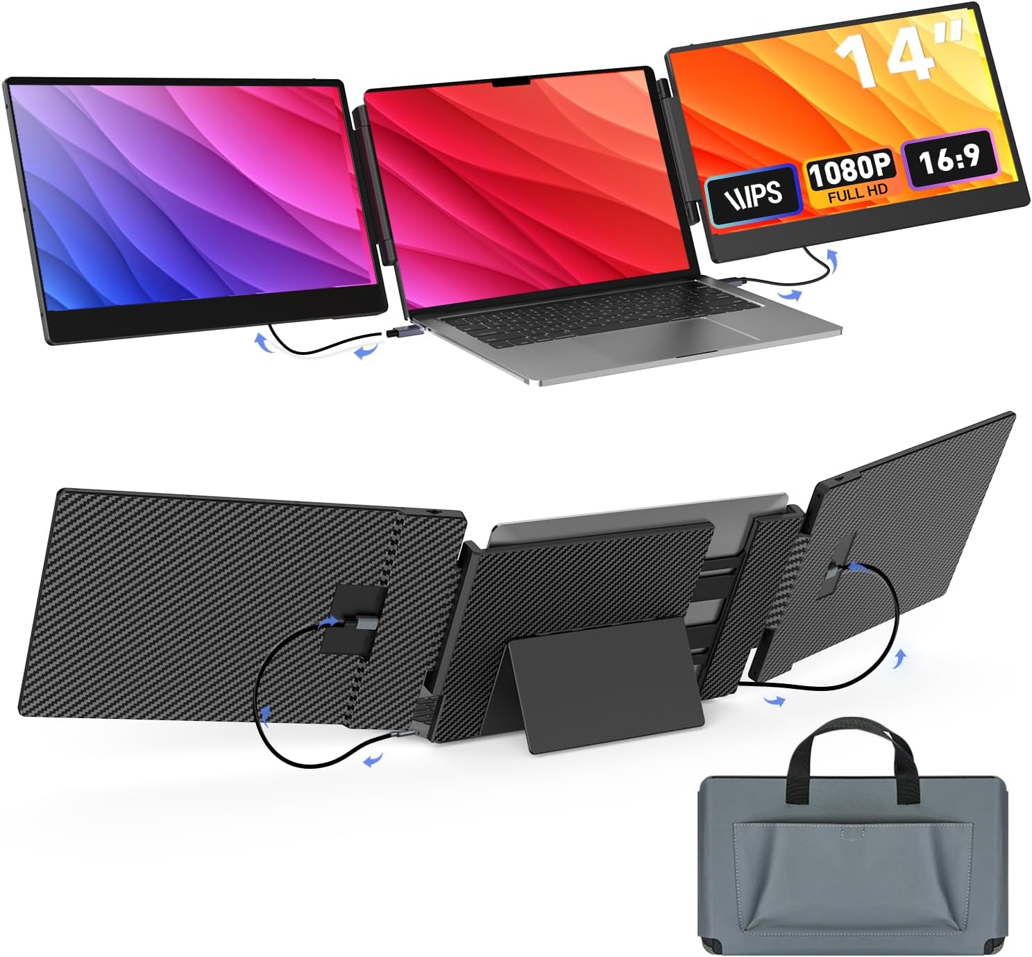 Portable Monitor 14-inch, 1080P FHD Laptop Screen Extender, Plug & Play, Updated...