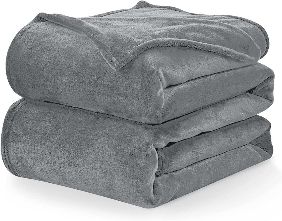 WAVVE Fleece Blanket Queen Size XL Grey 7ft x 8ft - Fluffy Soft Warm Versatile L...
