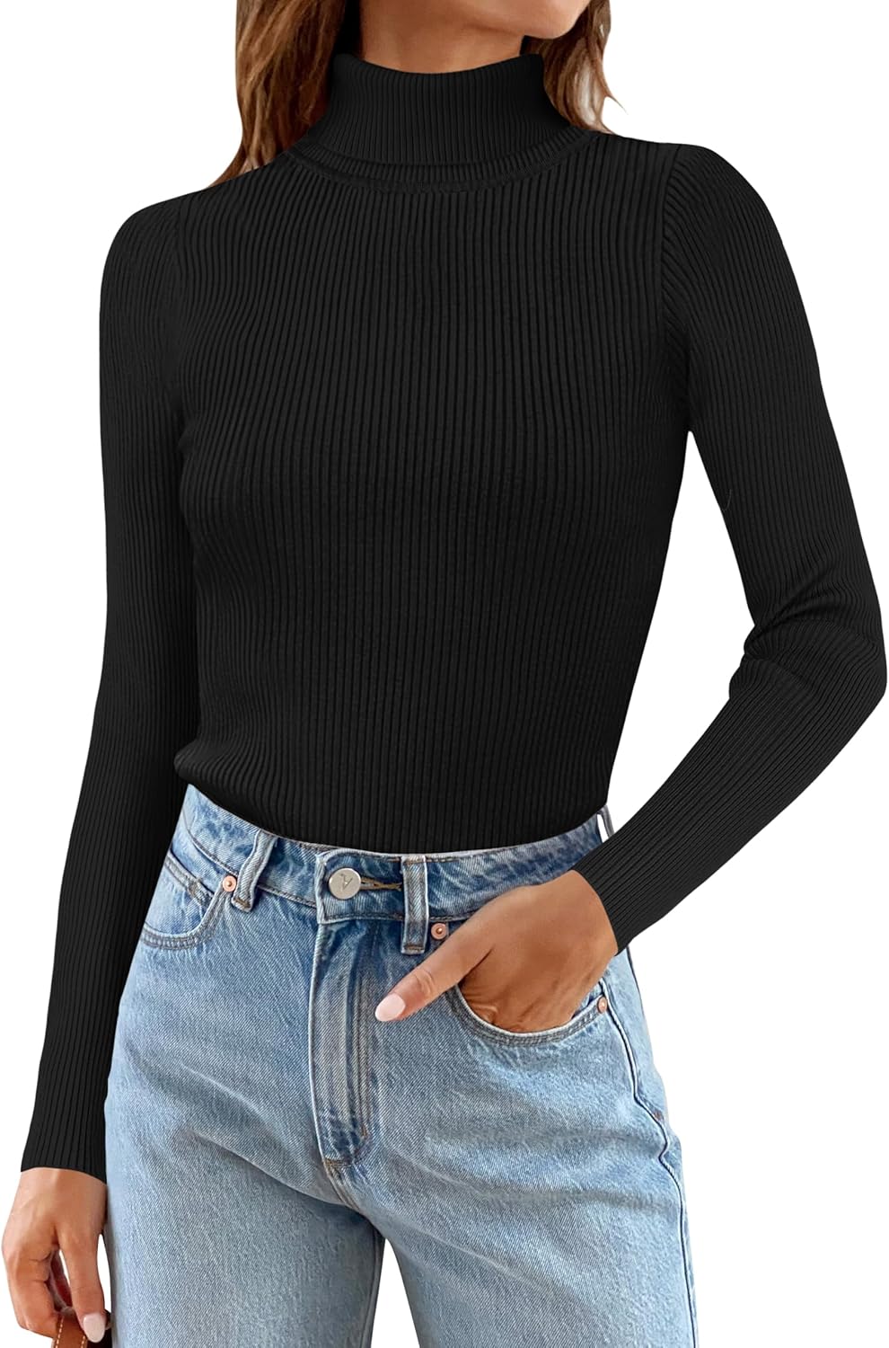 2024 ZESICA Women's Turtleneck Long Sleeve Shirts, Special Fall Basic Tops, Inno...