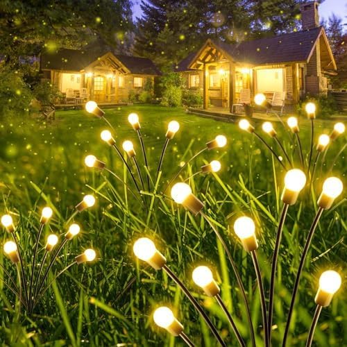 Solar Garden Lights, Special Outdoor 48 LED Firefly Lights, High-Quality Swaying...