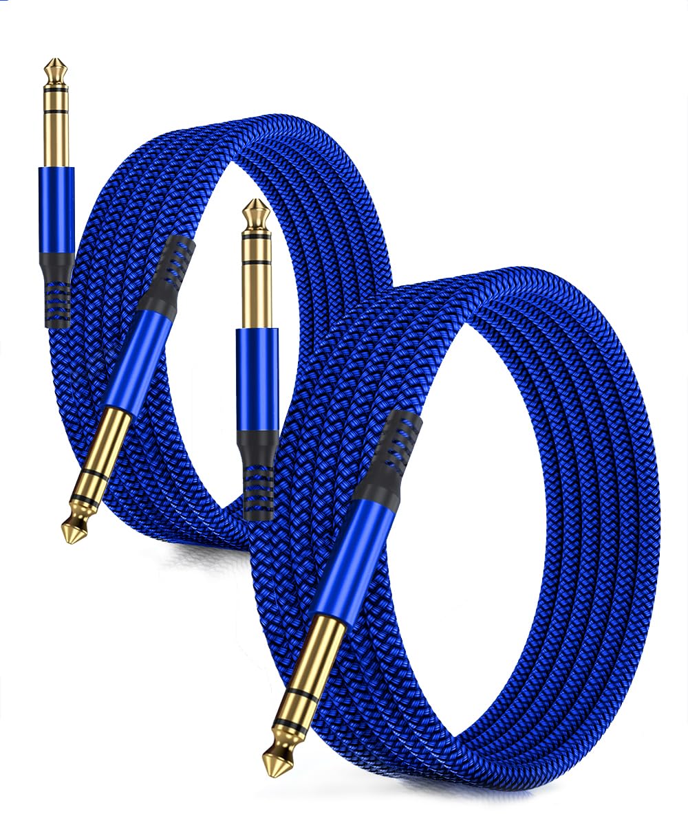 RUXELY 6.35mm TRS Instrument Cable 3M 2-Pack,Straight 1/4 Inch Male Jack Stereo...