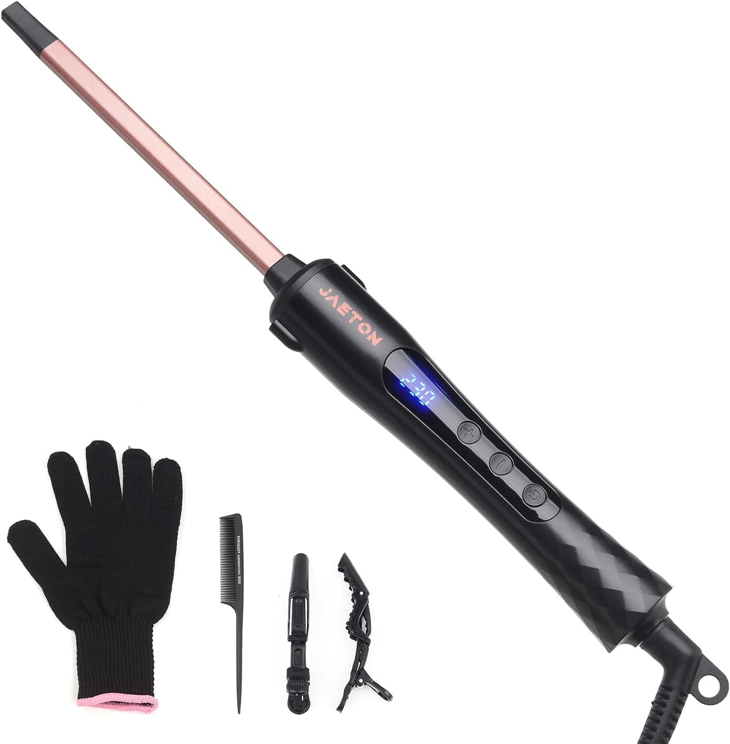 Curling Wand 9MM, Thin Curling Iron, Tight Curls LCD Display 100-230°C for All H...