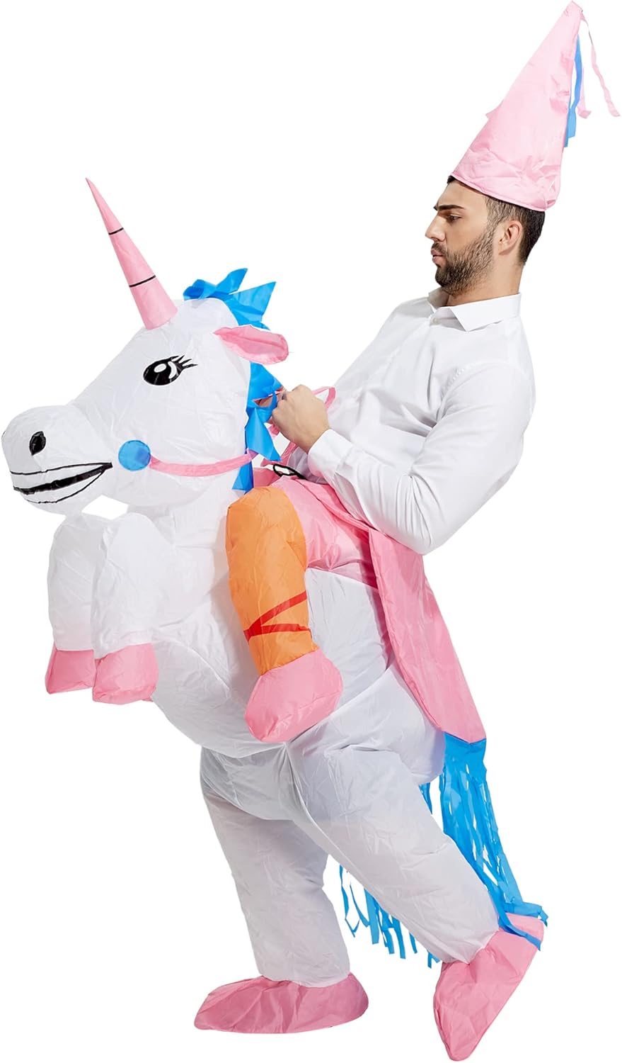 TOLOCO Inflatable Unicorn Costume Blow up Costume Riding On Unicorn Inflatable C...