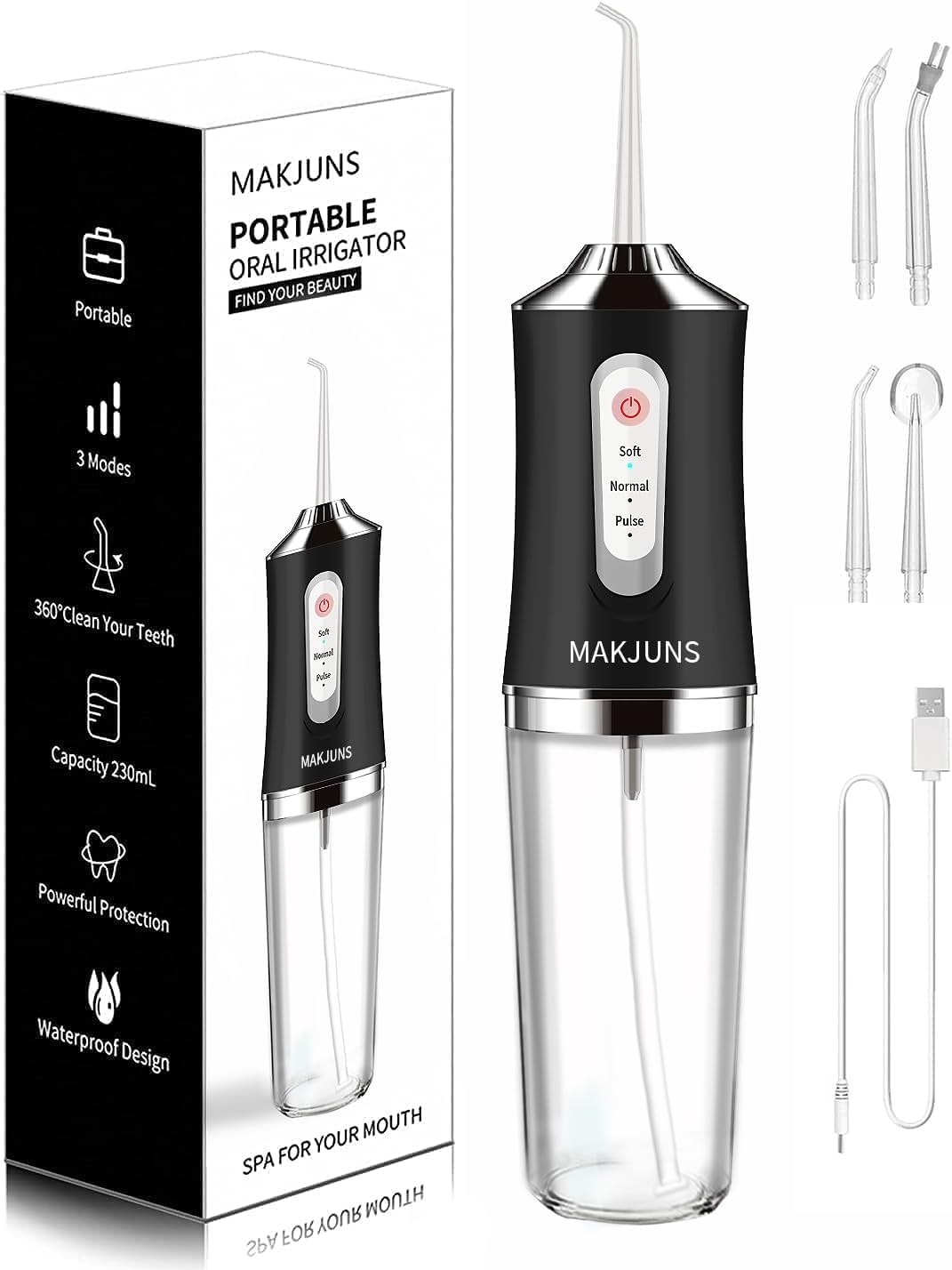 Water-Flosser-Cordless-Teeth-Cleaner MAKJUNS Water Dental Flosser with 3 Modes 4...
