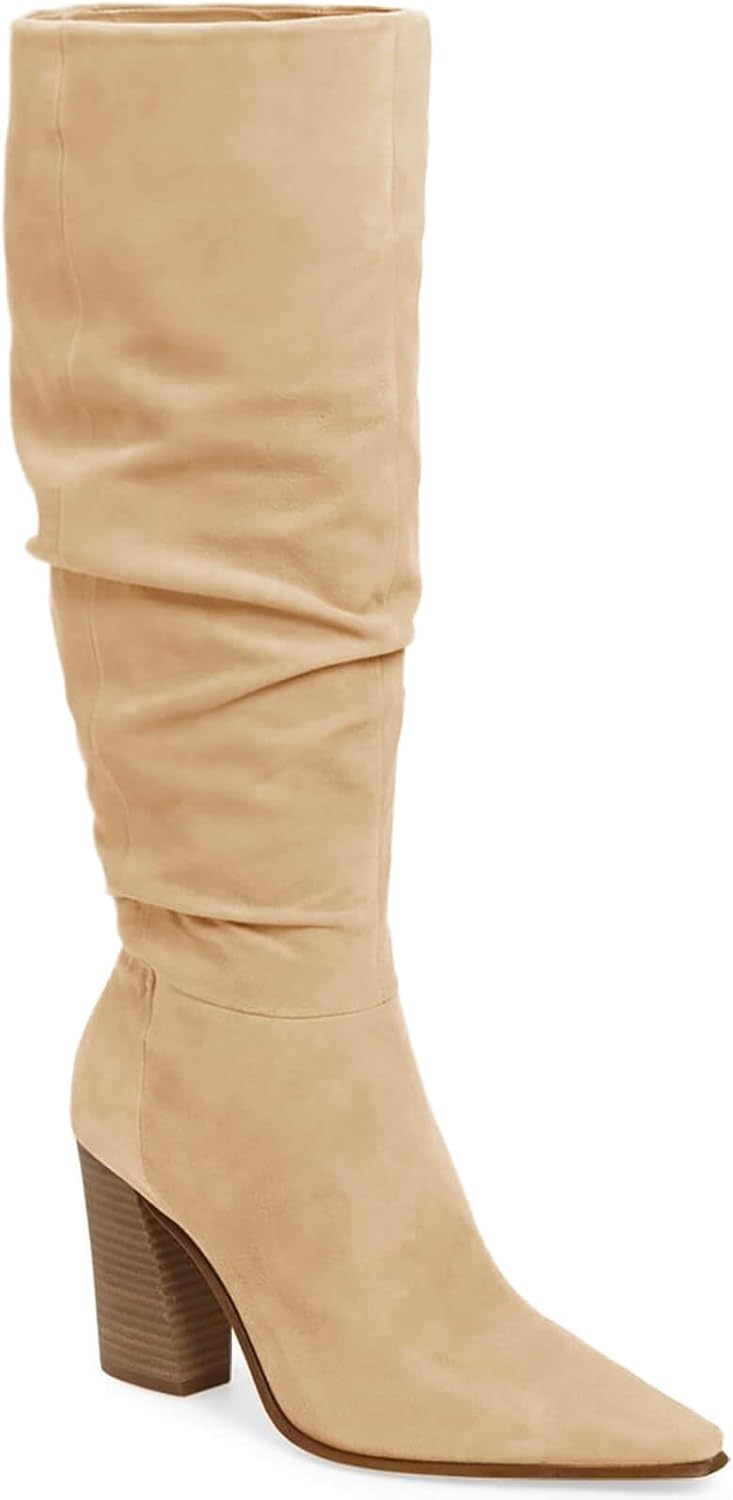 PiePieBuy Womens Faux Suede Knee High Boots, Special Boots with Pointed Toe, Inn...