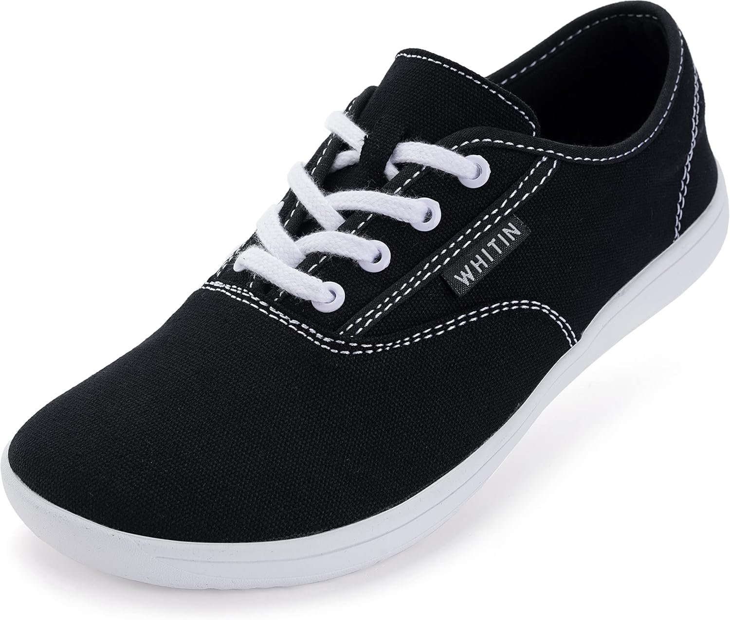WHITIN Women's Wide Canvas Minimalist Barefoot Shoes, Special Zero Drop Sole Sho...