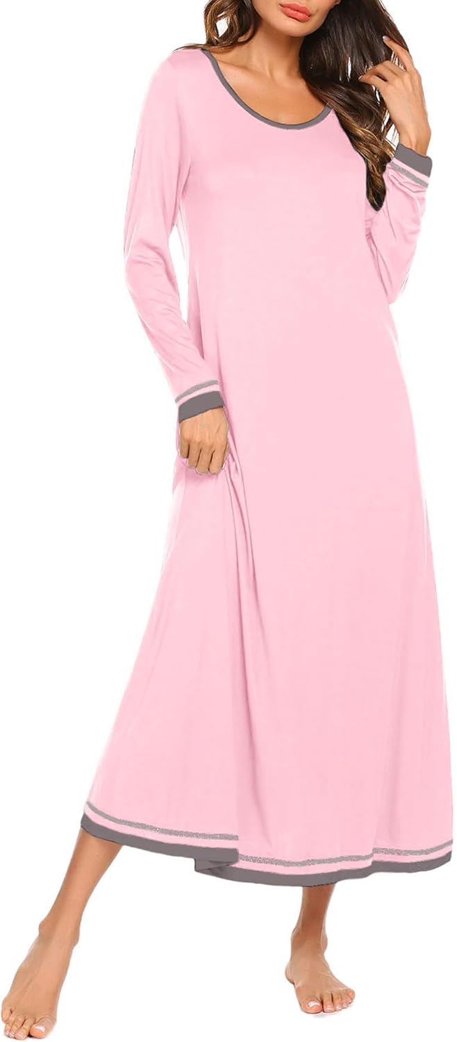 Ekouaer Nightgown, Special Women Long Sleeve Sleepwear, Soft Full Length Long Ni...