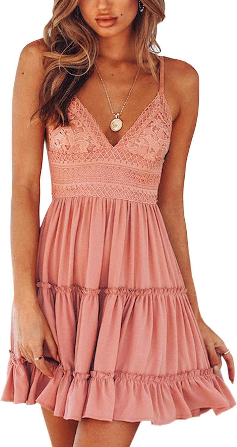 ECOWISH Dresses, Special Dresses for Women 2024 Summer, Unique V-Neck Spaghetti...
