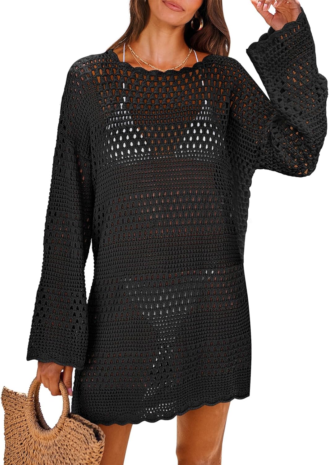 ANRABESS Women Swimsuit, Special Crochet Swim Cover Up for 2024 Summer, Stylish...