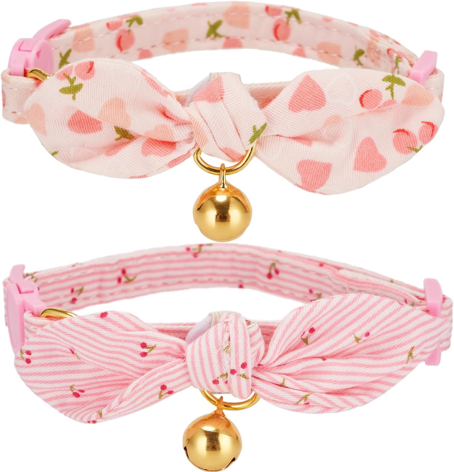 YUDOTE Soft Cotton Cat Collar with Removeable Hand-tied Bowtie,Pack of 2 Kitten...