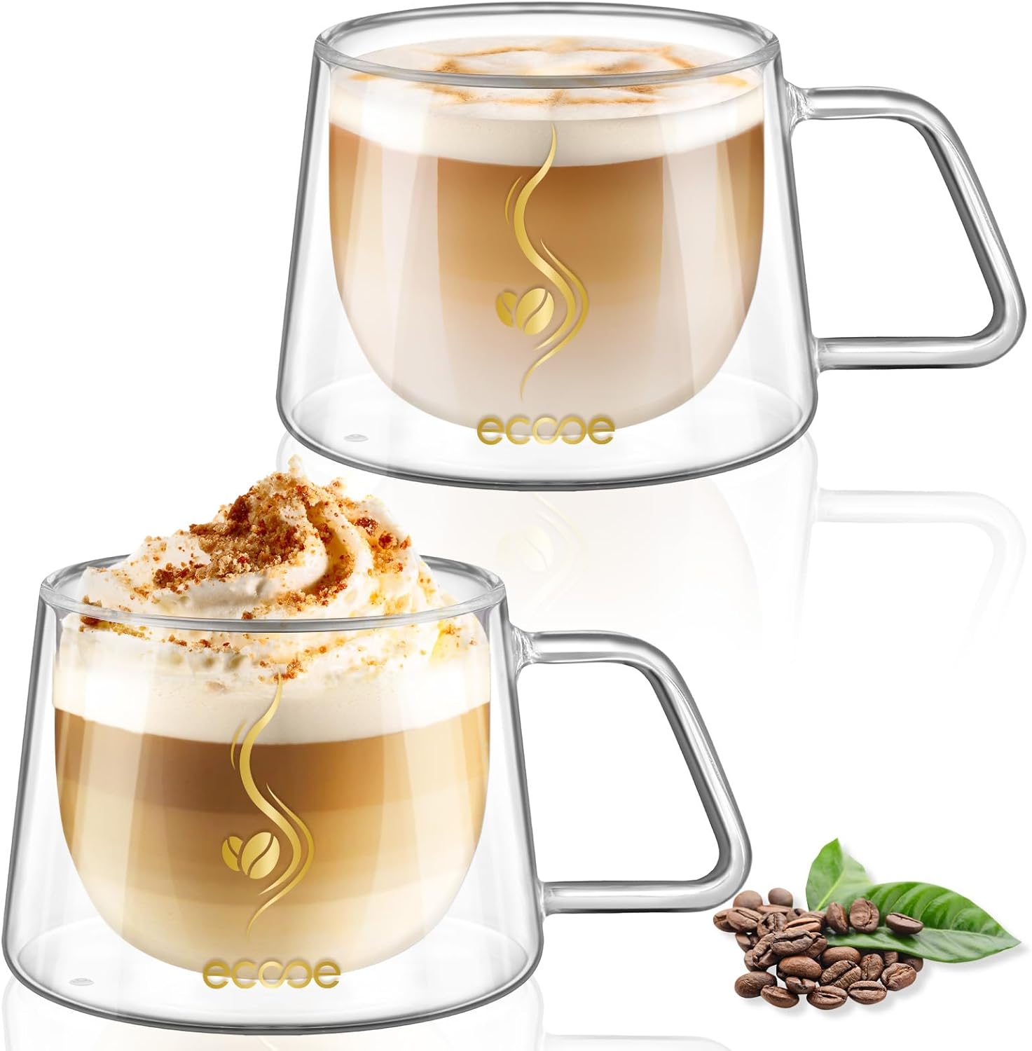 ecooe 350ml Double Walled Coffee Glasses Mugs Cappuccino Latte Macchiato Glasses...