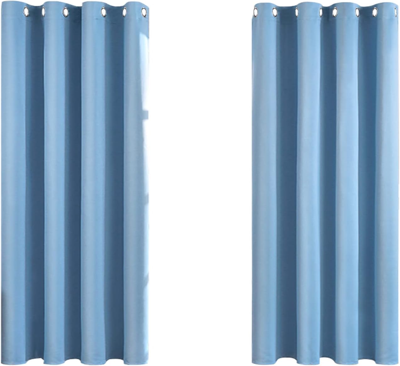MRTREES Blue Curtains For Bedroom 66 Drop 2 Panels Eyelet Thermal Curtain for Li...