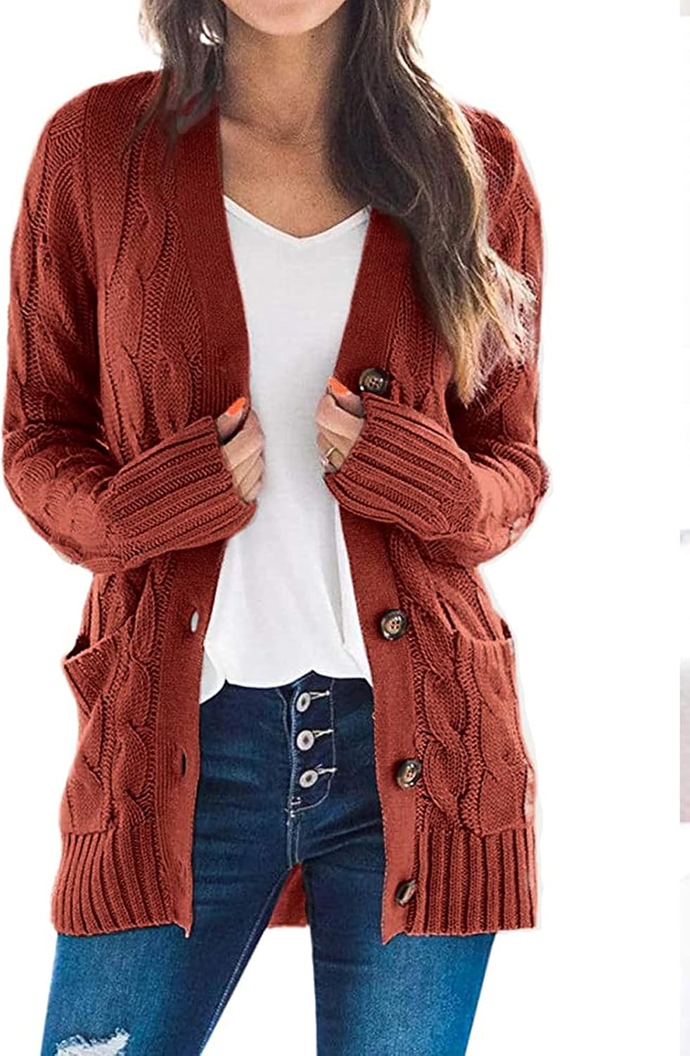ZESICA Women's 2024 Fall Casual Fashion, Special Long Sleeve Cardigan, Unique Bu...