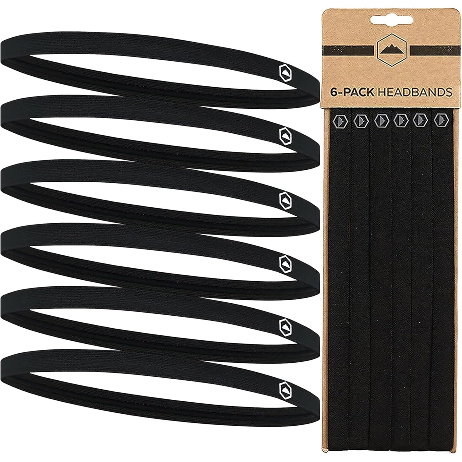 Tough Headwear Thin Elastic Sports Headbands for Women & Men, Workout, Running,...