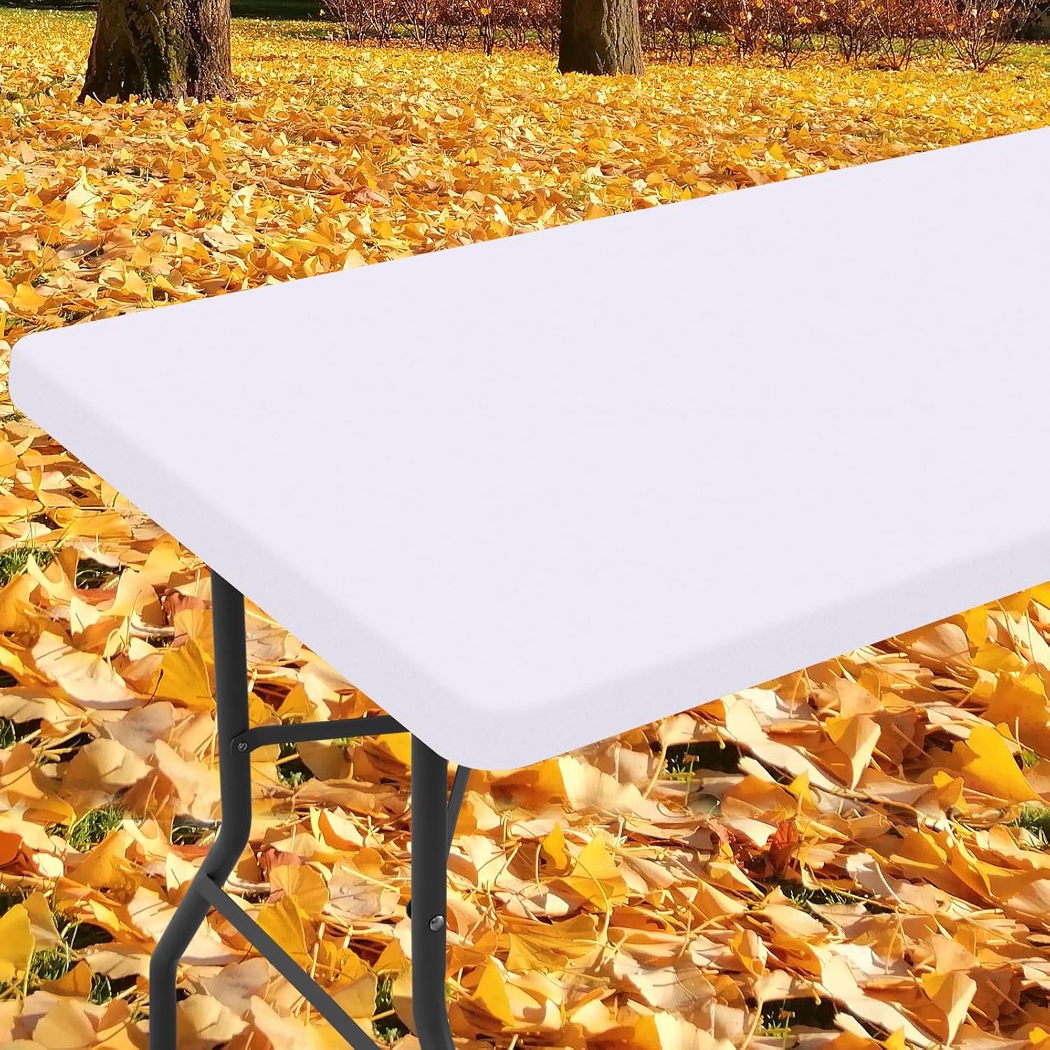 Smiry Rectangle Picnic Table Cloth, Special Waterproof Elastic Fitted Tablecloth...