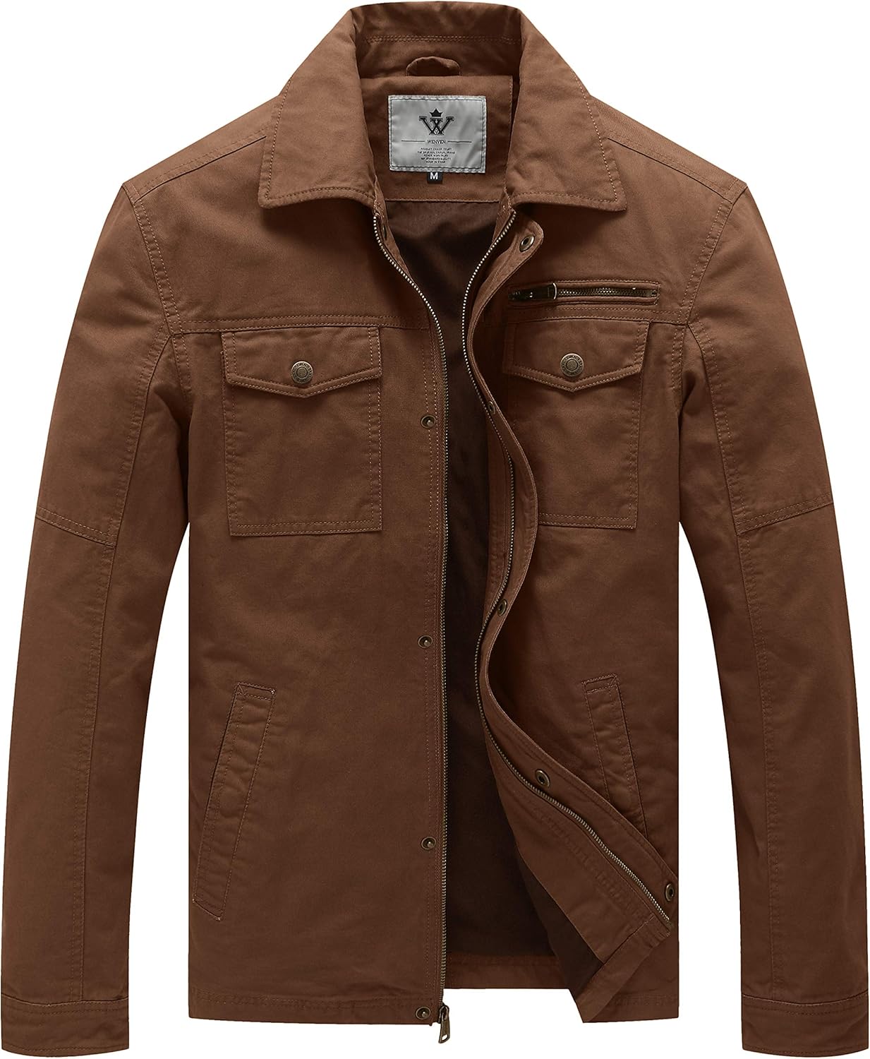 WenVen Men's Jacket, Special Casual Canvas Cotton Military Jacket, Unique Lapel...