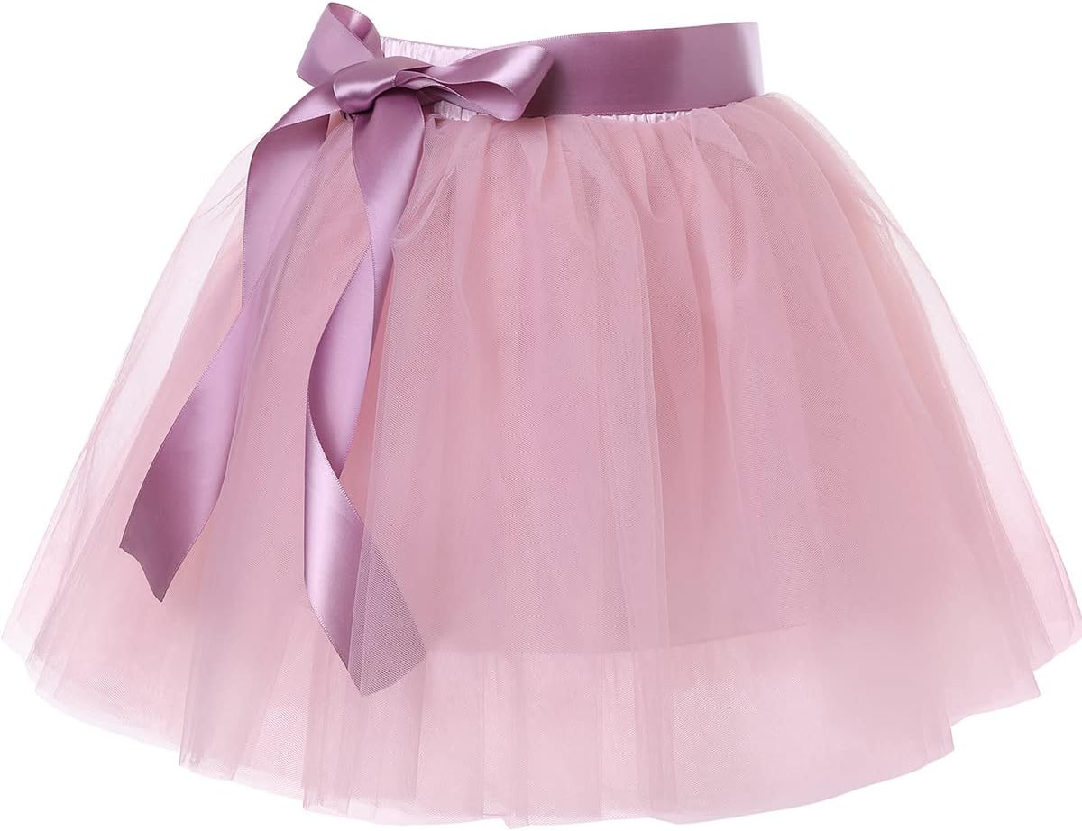 PLIKSUVER Girls Tutu Skirt 7 Layers Tulle Skirts for Kids Party Dance Tutu Elast...