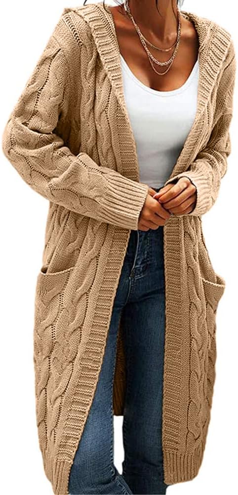 Women Hooded Open Front Cardigan, Special Cable Knit Sweaters for Stylish Looks,...