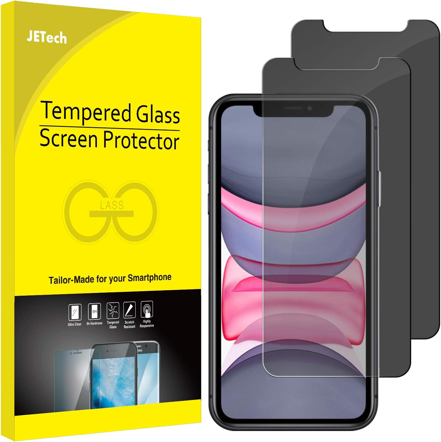 JETech Privacy Screen Protector for iPhone 11 and iPhone XR 6.1-Inch, Anti Spy T...