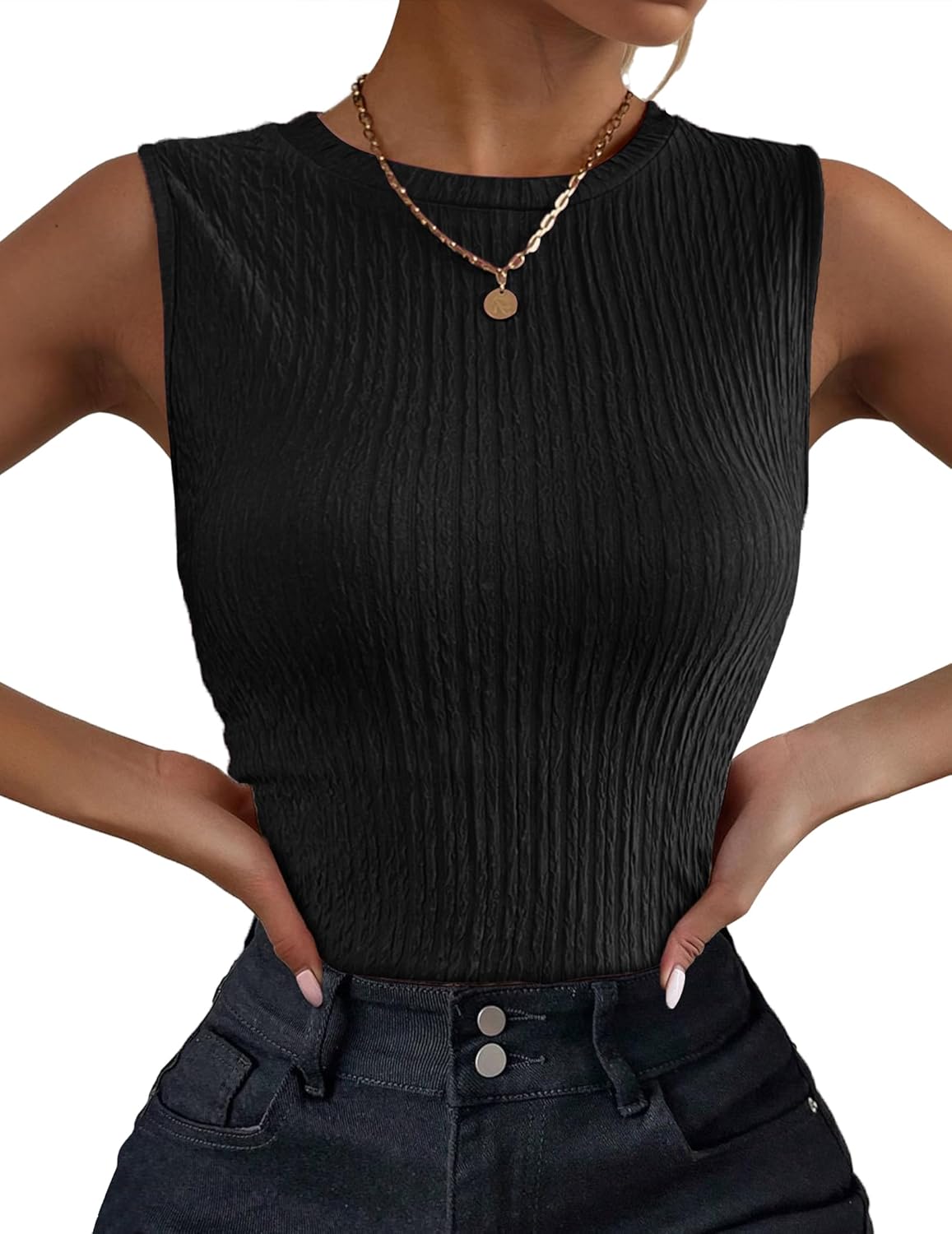 Zeagoo Women's Top, Special High Neck Tank Top for 2024 Summer, Innovative Casua...
