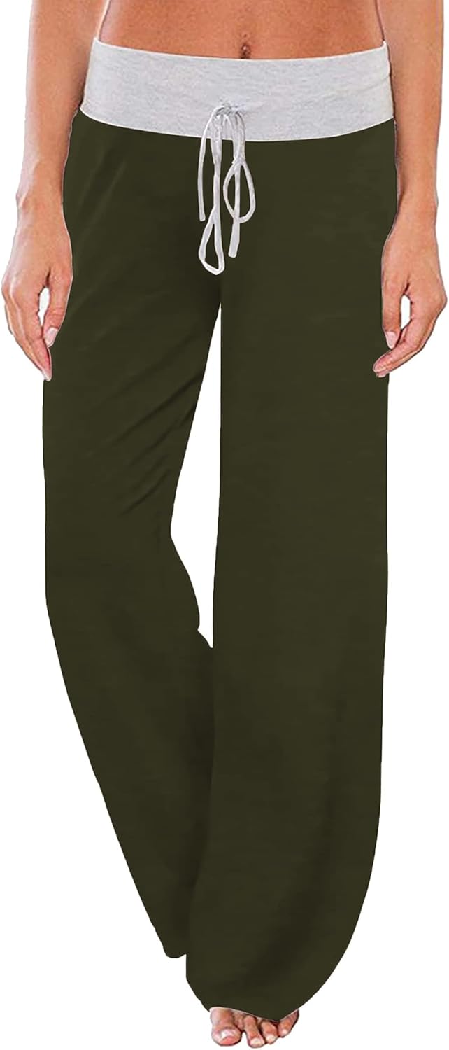 Famulily Women's Casual Plain Wide Leg Pajama Lounge Pants Pyjamas Bottoms XXL A...